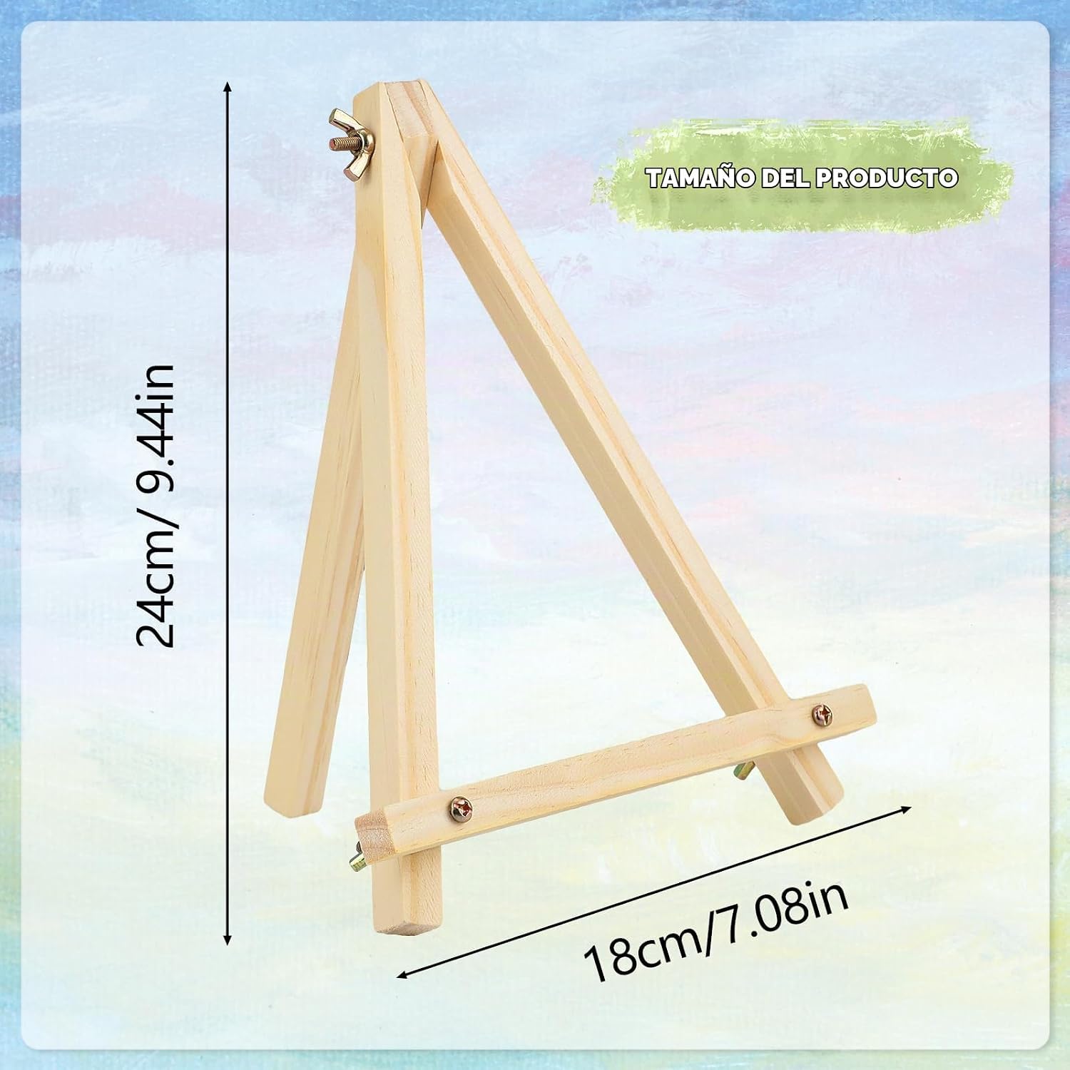 SET DE 8 CABALLETES DE MADERA PLEGABLES 23 CM PARA PINTURA - 2