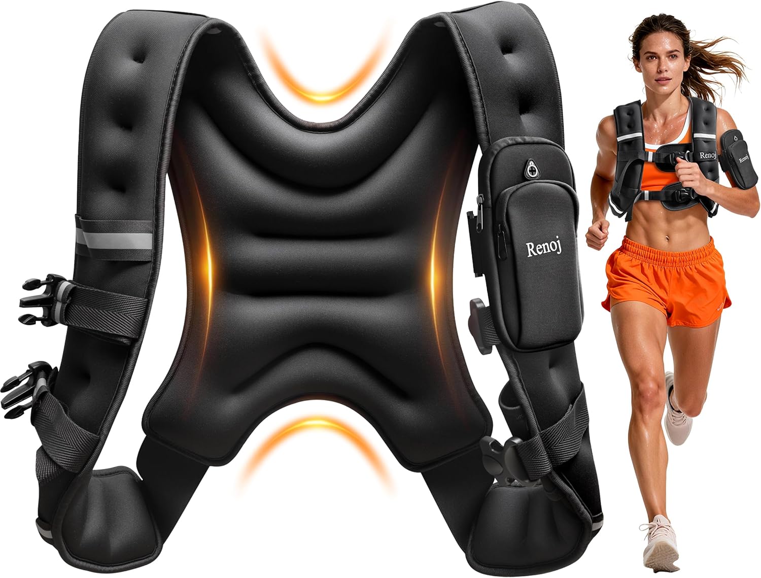 CHALECO CON PESO RENOJ 6LB PARA ENTRENAMIENTO Y RUNNING CON TIRAS REFLECTANTES Y BOLSILLO - 1