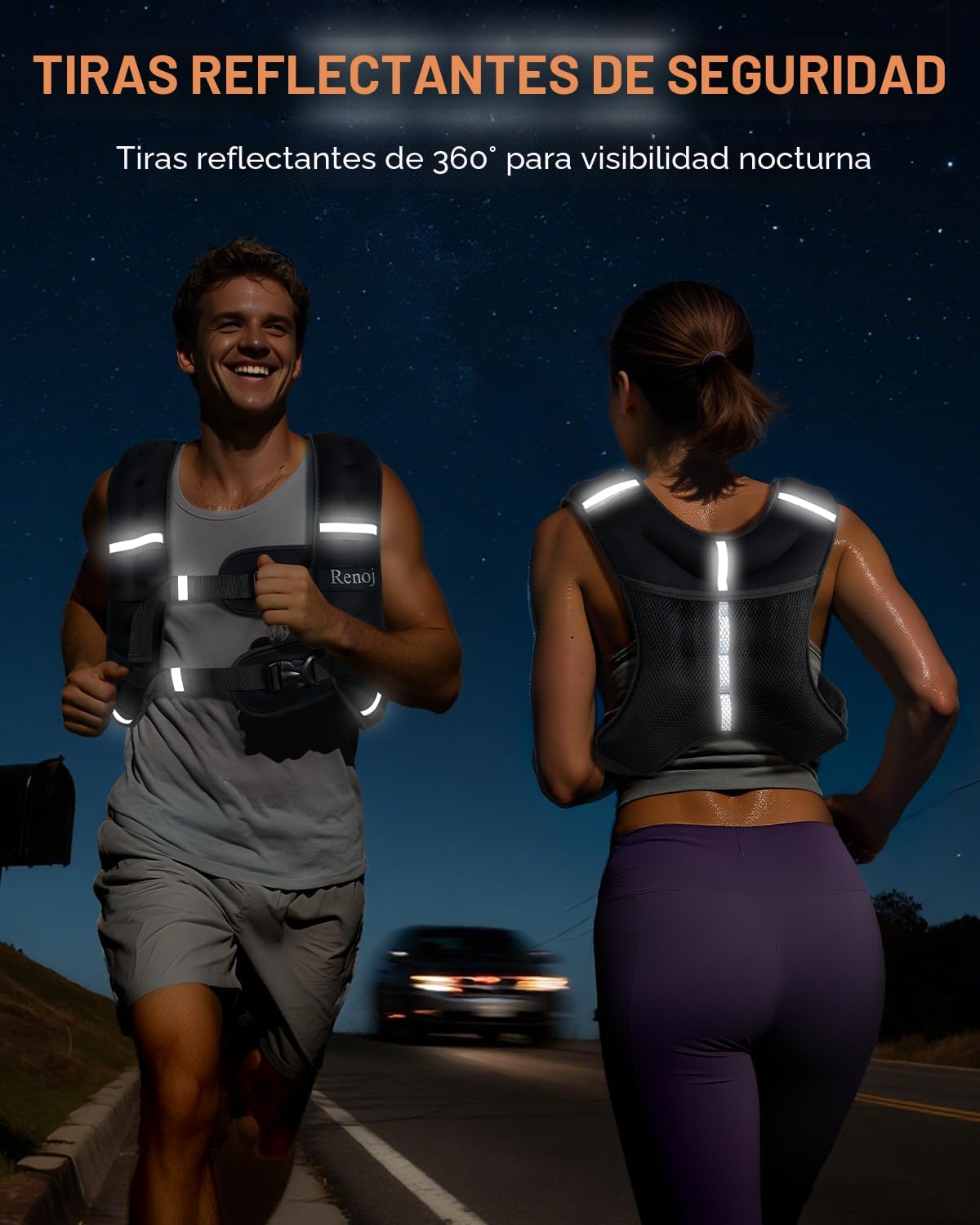 CHALECO CON PESO RENOJ 6LB PARA ENTRENAMIENTO Y RUNNING CON TIRAS REFLECTANTES Y BOLSILLO - 5