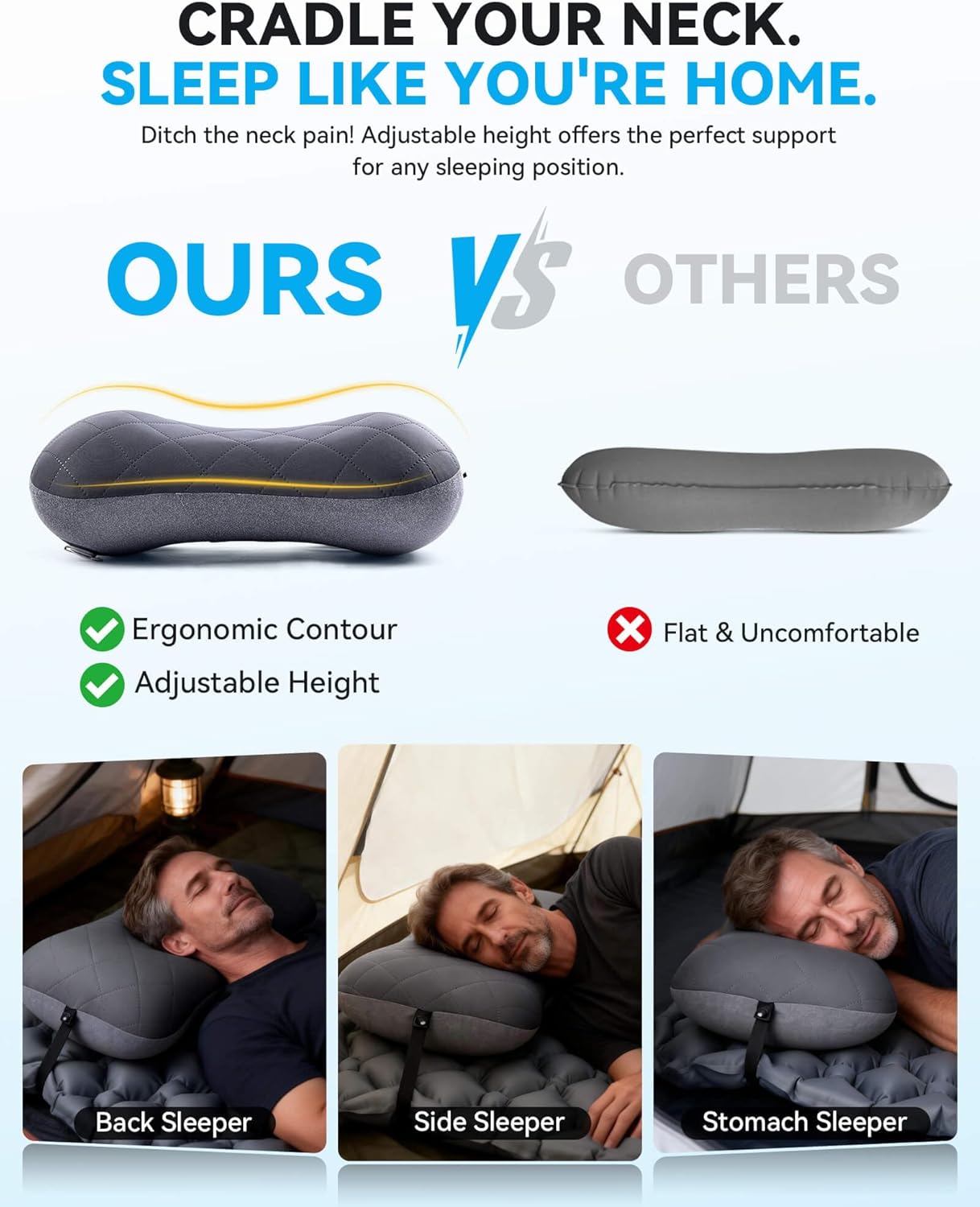 ALMOHADA INFLABLE HIKENTURE PARA CAMPING CON FUNDA REMOVIBLE ULTRALIGERA - 2