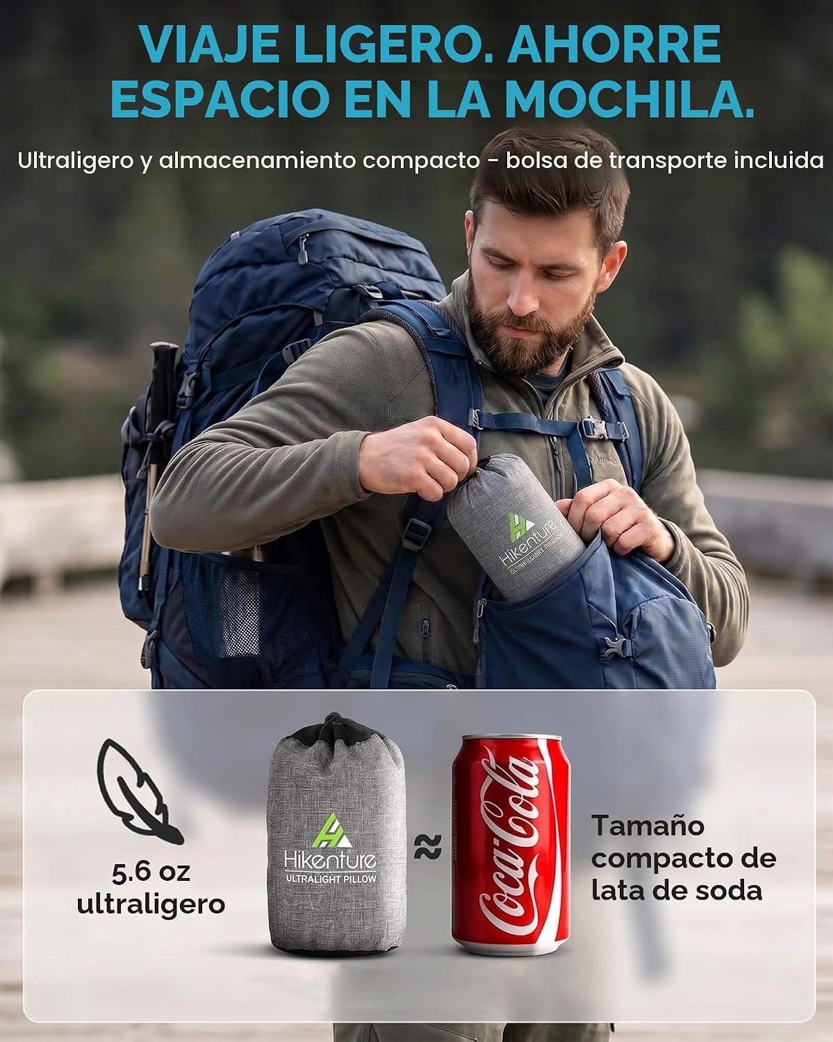 ALMOHADA INFLABLE HIKENTURE PARA CAMPING CON FUNDA REMOVIBLE ULTRALIGERA - 5