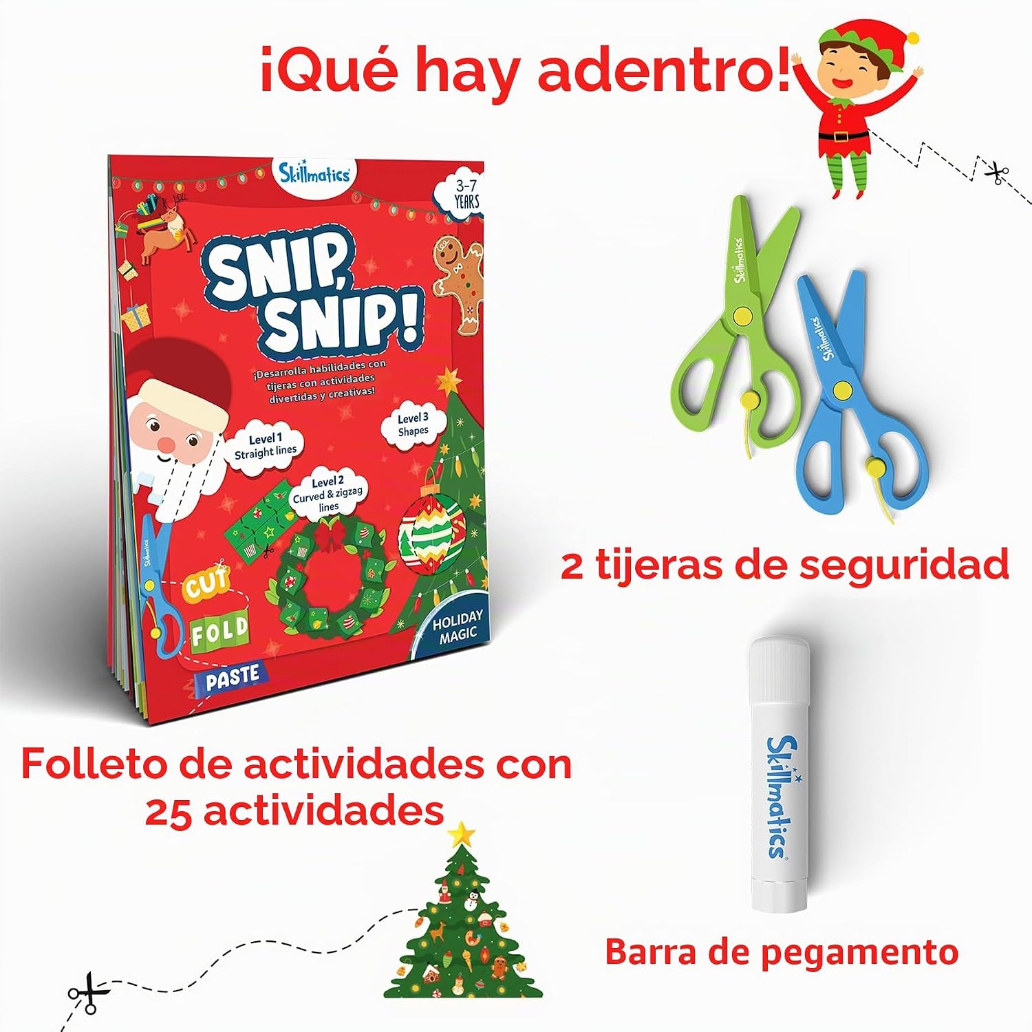 KIT DE ARTE SKILLMATICS SNIP SNIP CHRISTMAS PARA NIÑOS CON TIJERAS DE SEGURIDAD - 2