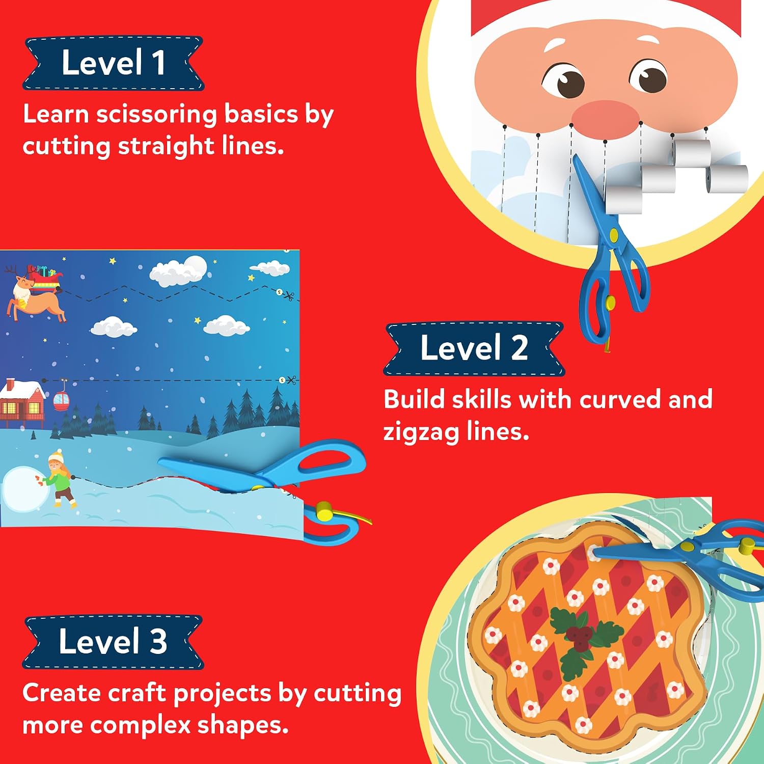 KIT DE ARTE SKILLMATICS SNIP SNIP CHRISTMAS PARA NIÑOS CON TIJERAS DE SEGURIDAD - 4