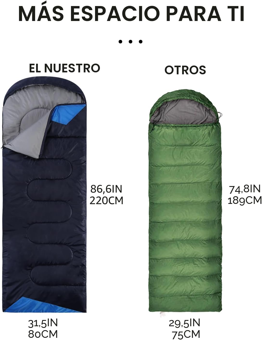 SACO DE DORMIR JEAOUIA PARA ADULTOS LIGERO IMPERMEABLE 220X80CM - 3