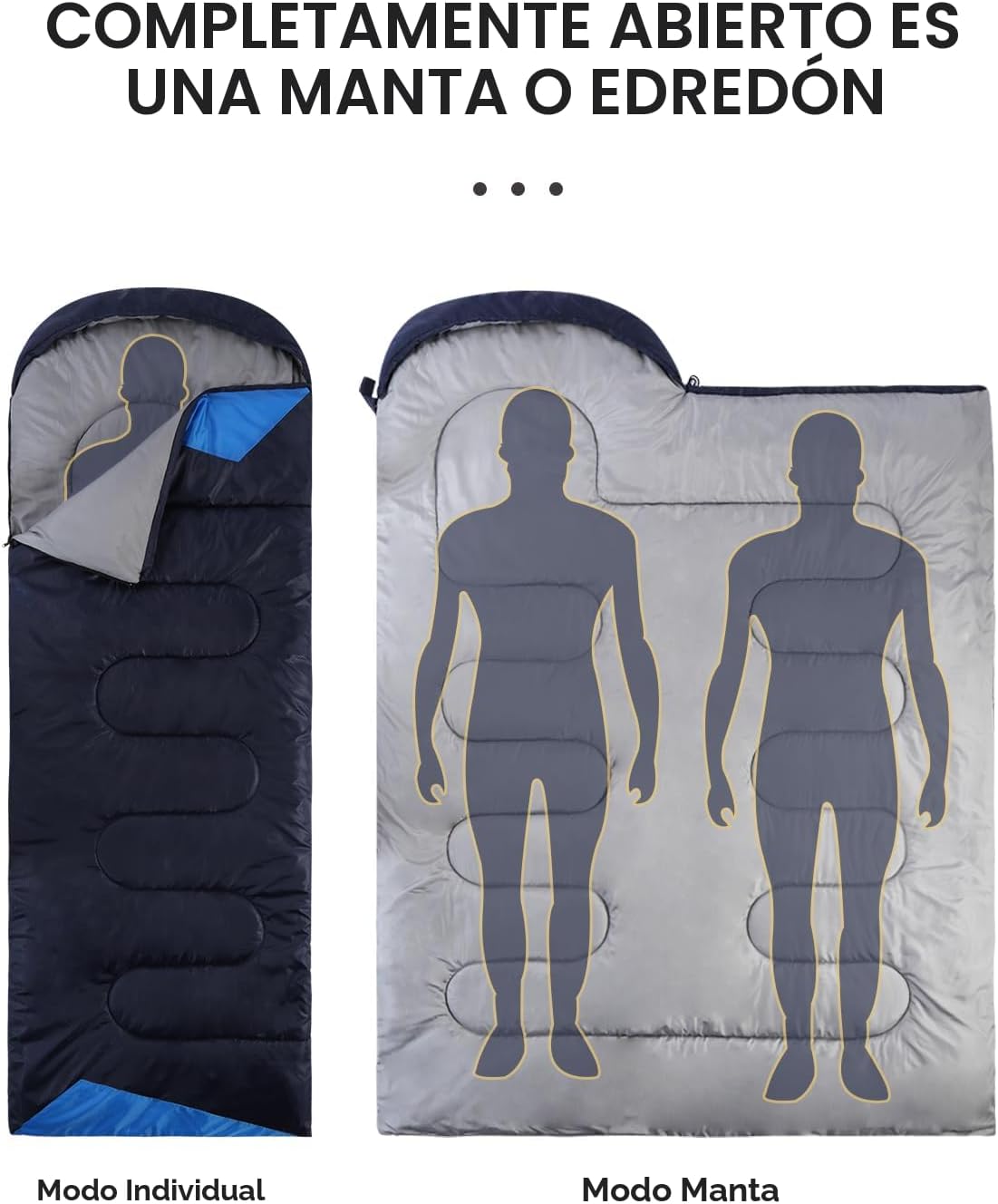 SACO DE DORMIR JEAOUIA PARA ADULTOS LIGERO IMPERMEABLE 220X80CM - 4