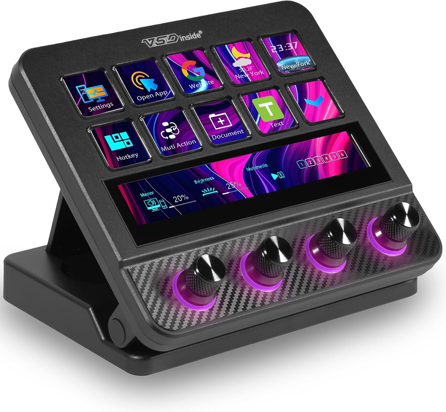 CONTROLADOR DE STREAMING VSD N4 PRO CON 10 TECLAS LCD, 4 PERILLAS RGB Y BARRA TÁCTIL - 1