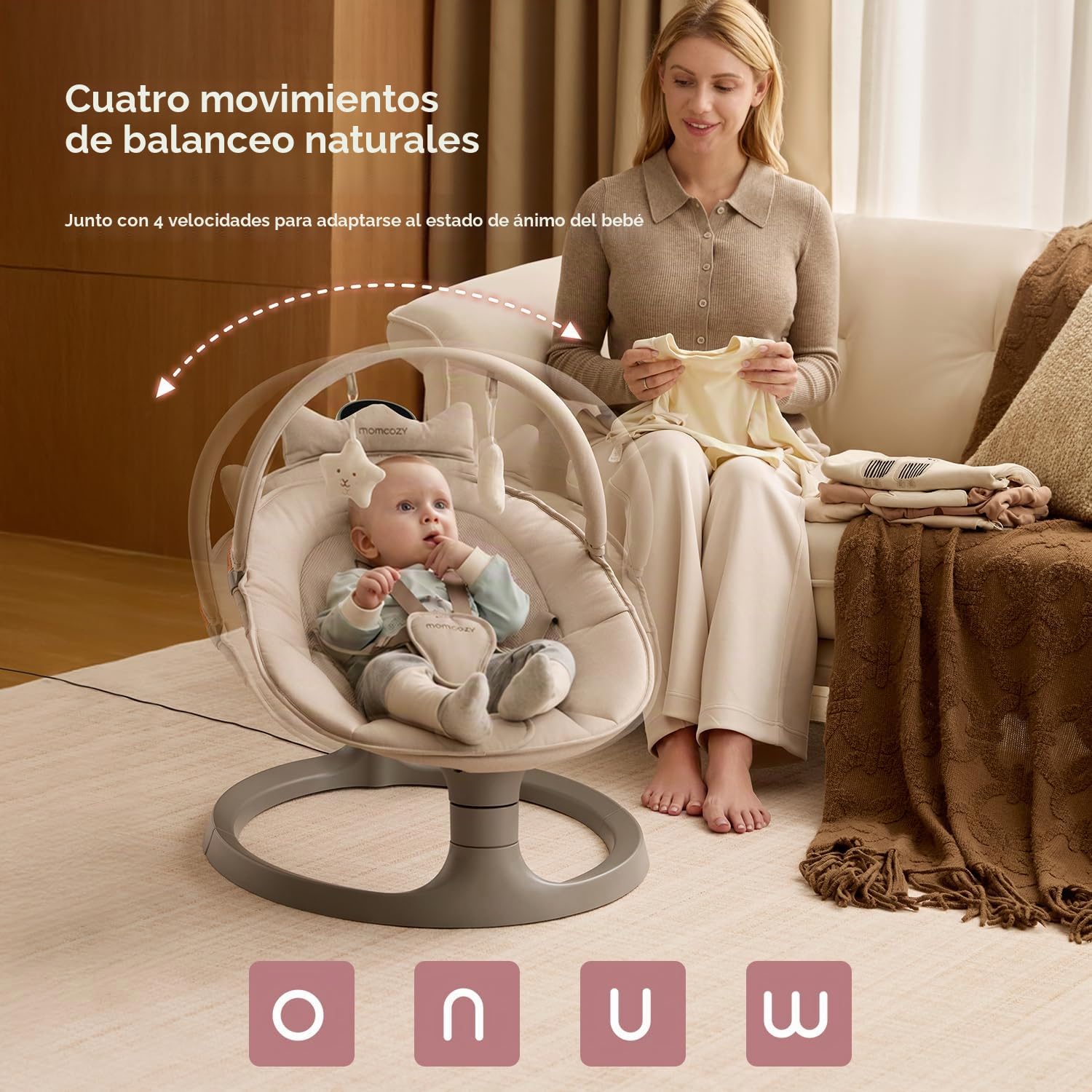 COLUMPIO ELÉCTRICO MOMCOZY 2 EN 1 CON SISTEMA DE DOBLE BRAZO CAQUI - 2