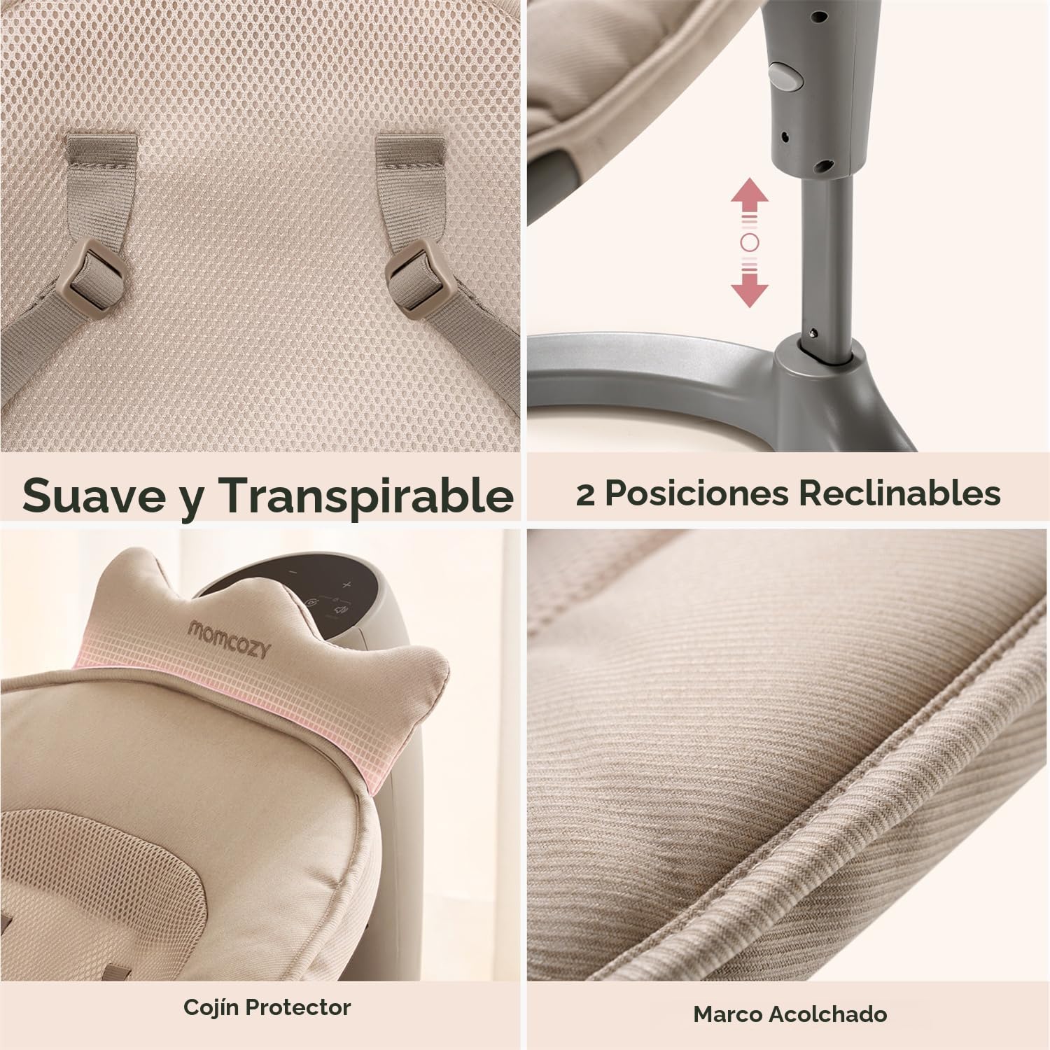 COLUMPIO ELÉCTRICO MOMCOZY 2 EN 1 CON SISTEMA DE DOBLE BRAZO CAQUI - 5