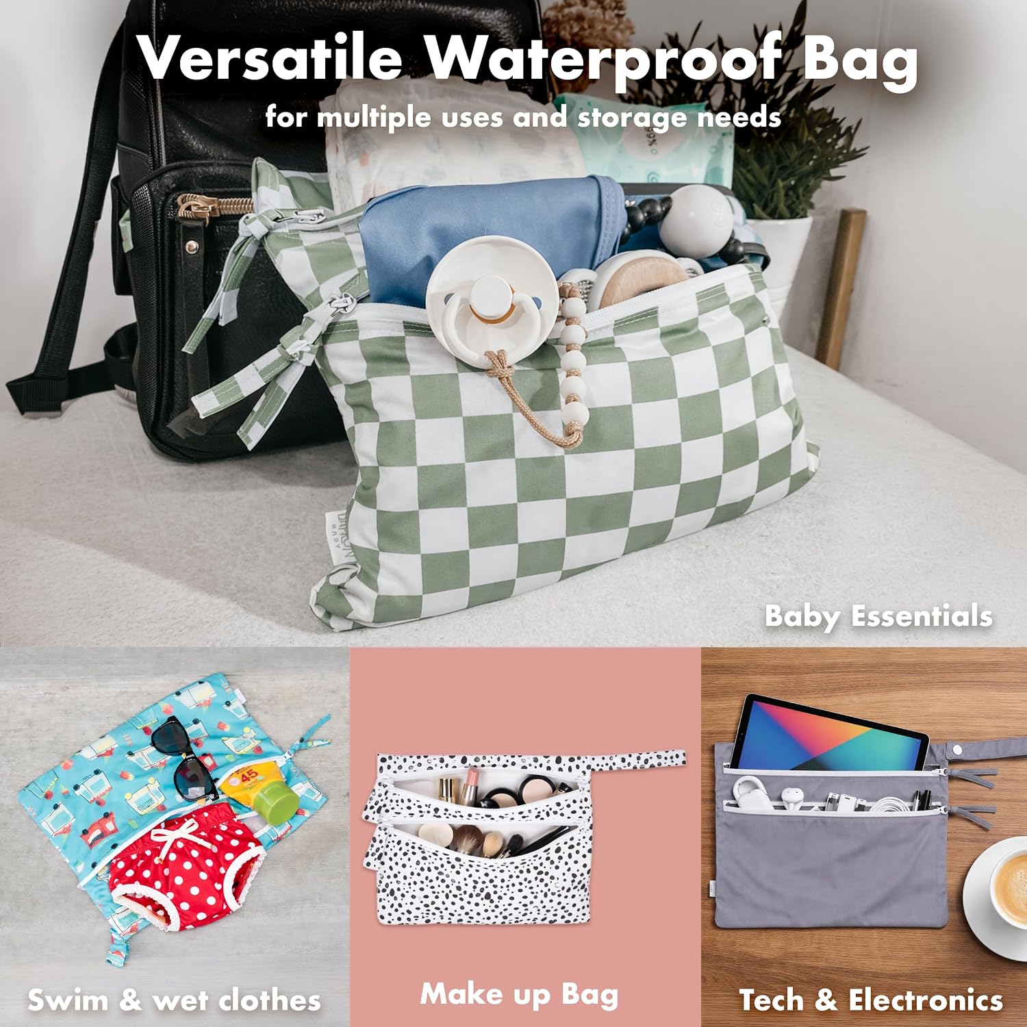 PAÑALERA BAPRONBABY WET BAG CUADROS NEGRO - 4