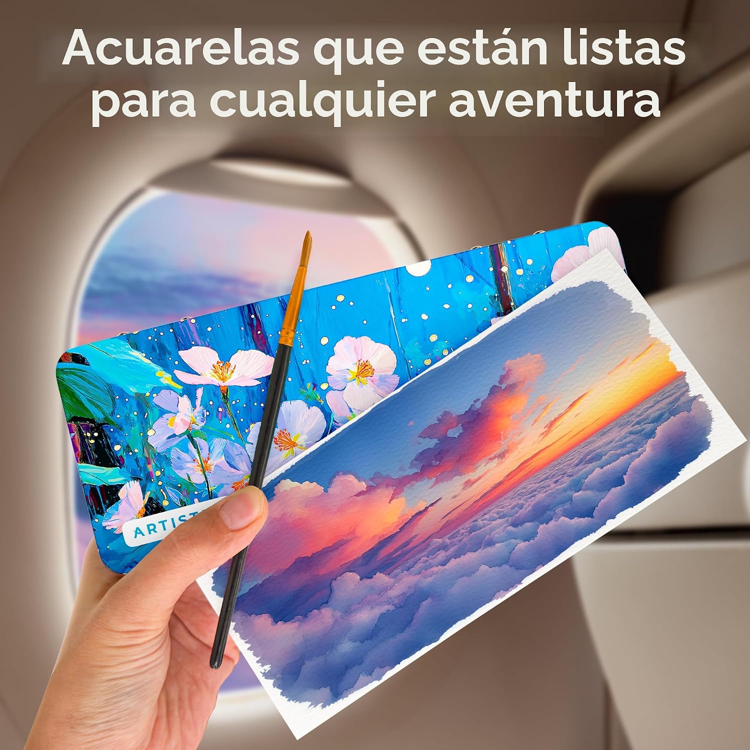 SET DE ACUARELAS ARTISTRO 100 COLORES CON PALETA Y PINCELES - 5