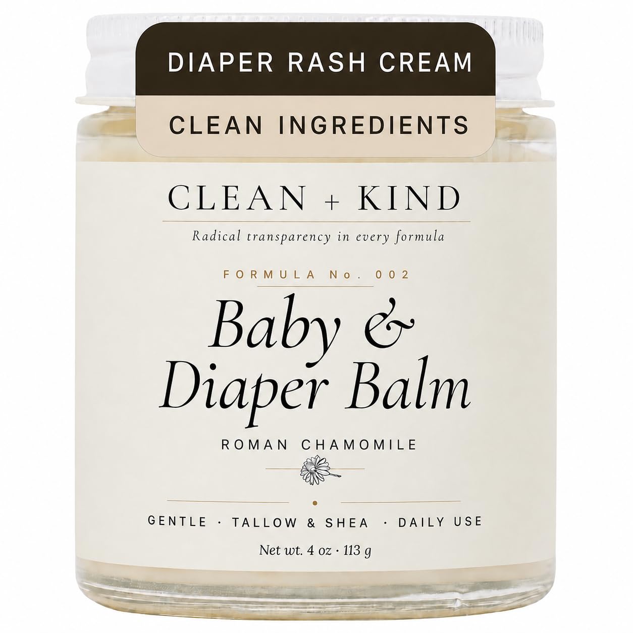 CREMA PARA ROZADURAS DE PAÑAL ORGANIC TALLOW CLEAN + KIND CALENDULA 4OZ - 1