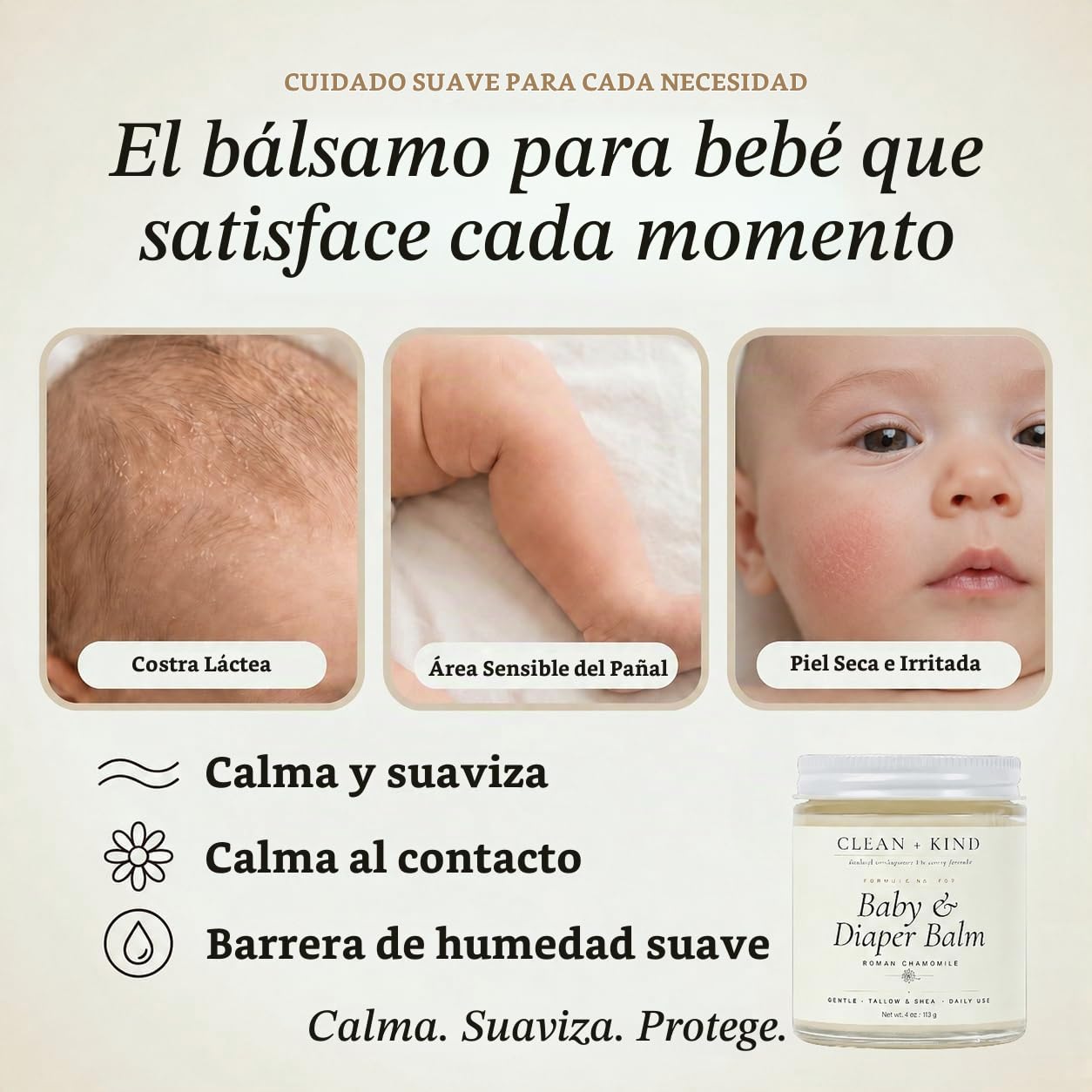 CREMA PARA ROZADURAS DE PAÑAL ORGANIC TALLOW CLEAN + KIND CALENDULA 4OZ - 4