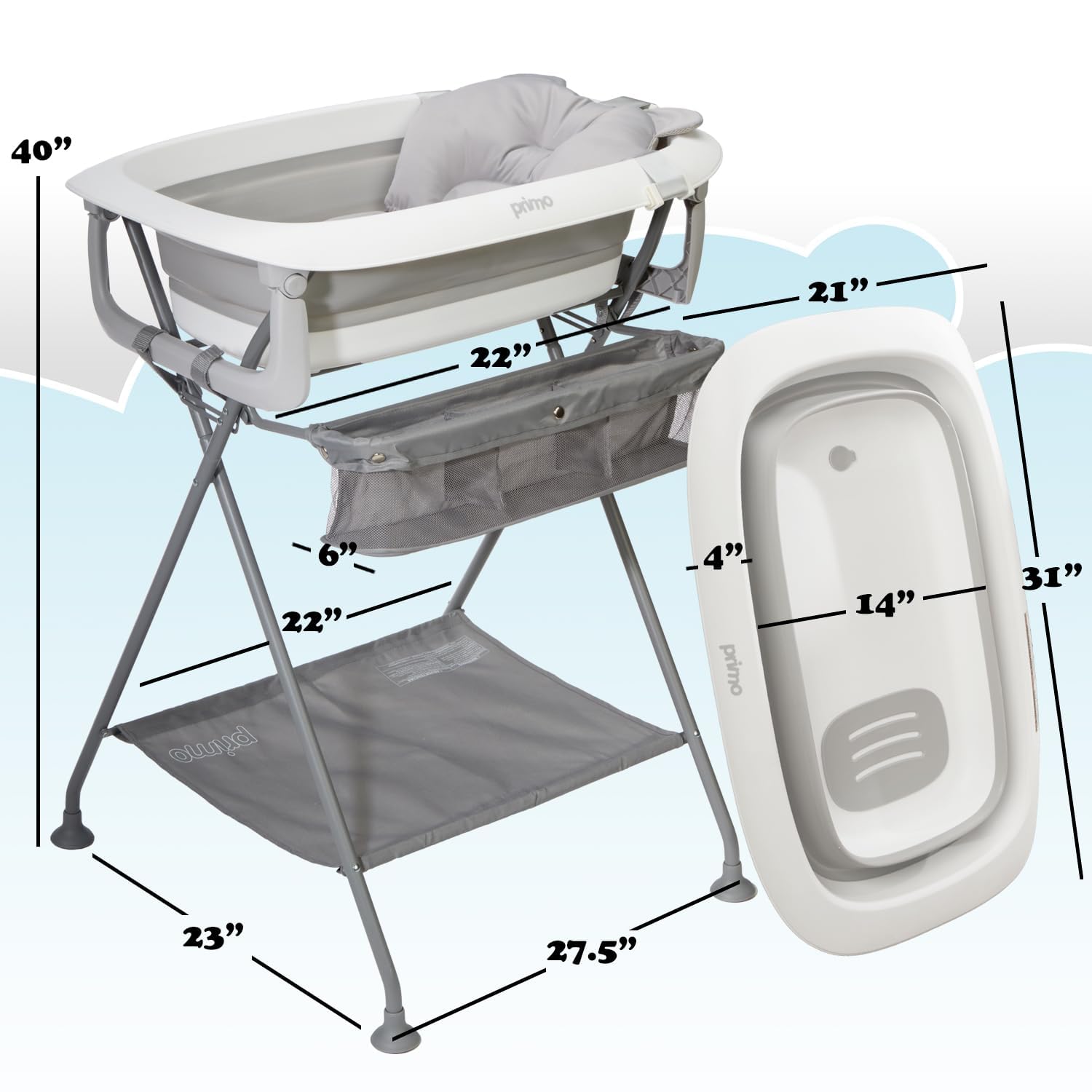 ADAPTADOR DE BAÑO PRIMO SQUISHSPLASH PLEGABLE CON SOPORTE ERGONÓMICO PARA RECIÉN NACIDOS Y NIÑOS PEQUEÑOS - 5