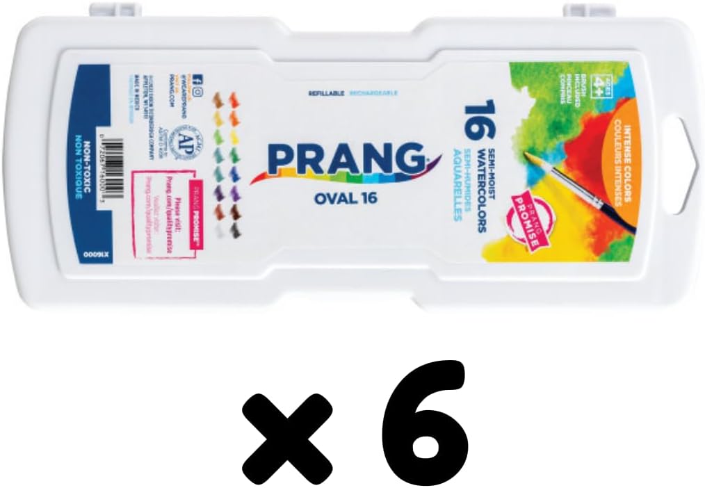 ACUARELAS PRANG SEMI-MOIST 16 COLORES EN PASTILLAS OVALADAS, PACK DE 6 SETS - 3