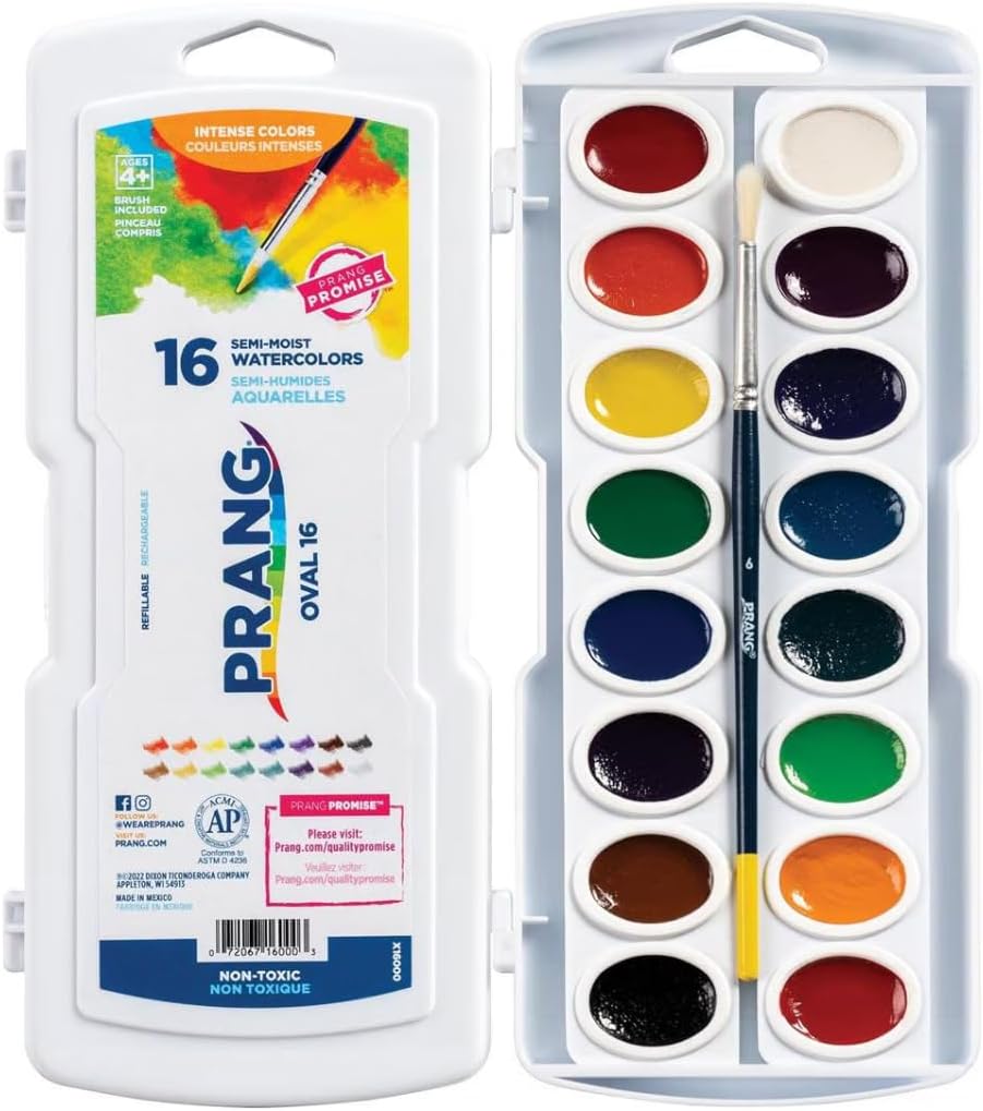 ACUARELAS PRANG SEMI-MOIST 16 COLORES EN PASTILLAS OVALADAS, PACK DE 6 SETS - 5