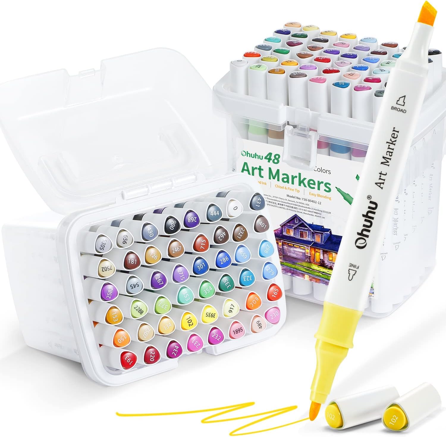MARCADORES A BASE DE ALCOHOL OHUHU FINE Y CHISEL 96 COLORES PARA PRINCIPIANTES Y ADULTOS - 1