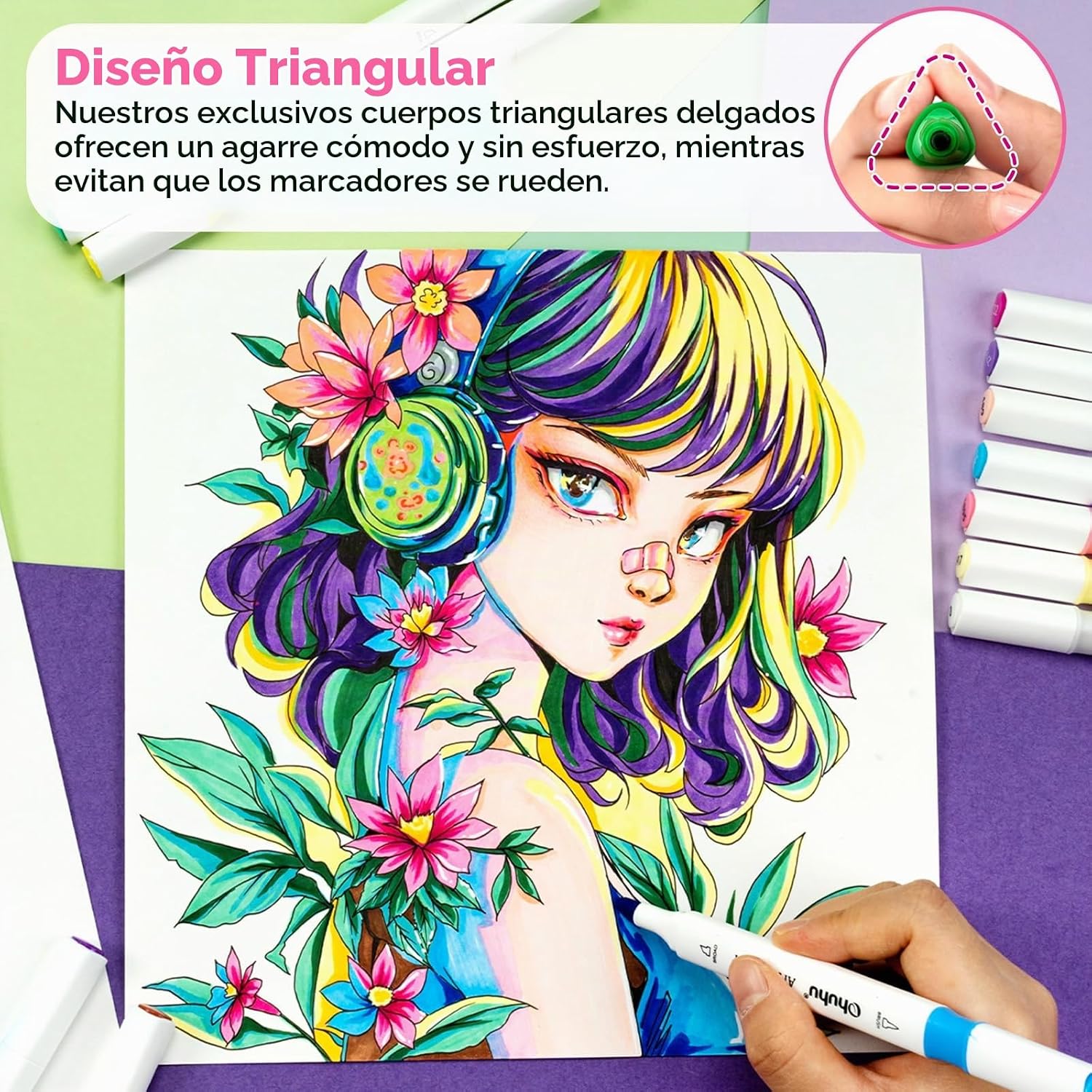 MARCADORES A BASE DE ALCOHOL OHUHU FINE Y CHISEL 96 COLORES PARA PRINCIPIANTES Y ADULTOS - 3