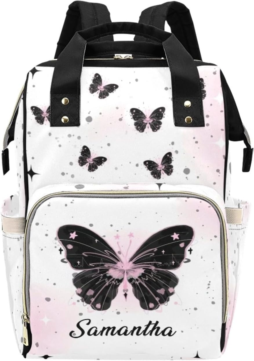 MOCHILA BOLSO MATERNAL WORKVALOR PERSONALIZABLE MARIPOSA NEGRO - 1