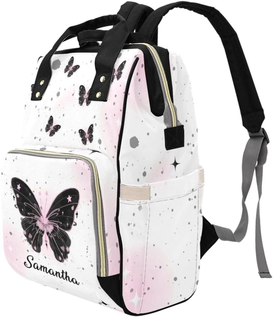 MOCHILA BOLSO MATERNAL WORKVALOR PERSONALIZABLE MARIPOSA NEGRO - 3