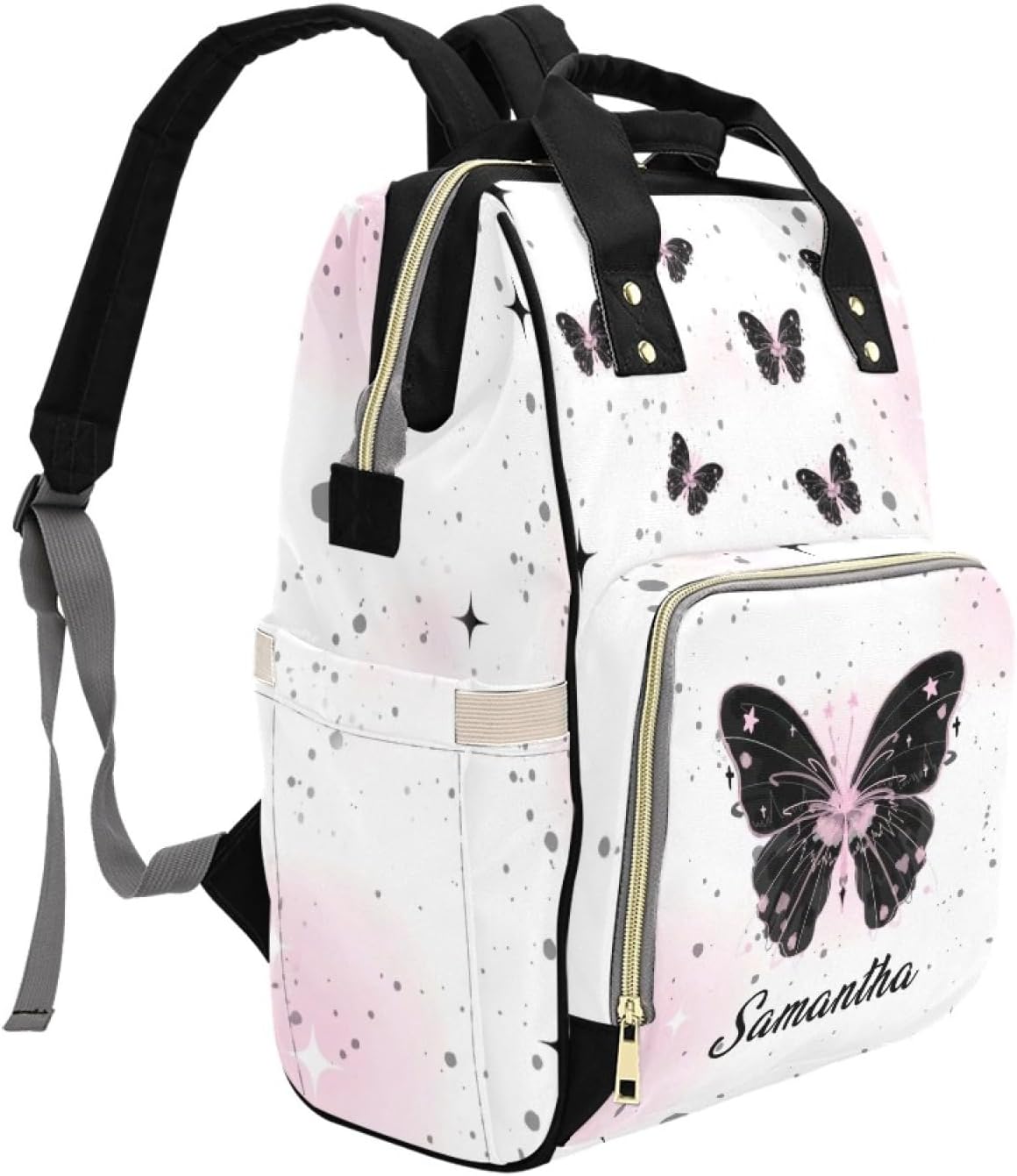 MOCHILA BOLSO MATERNAL WORKVALOR PERSONALIZABLE MARIPOSA NEGRO - 4