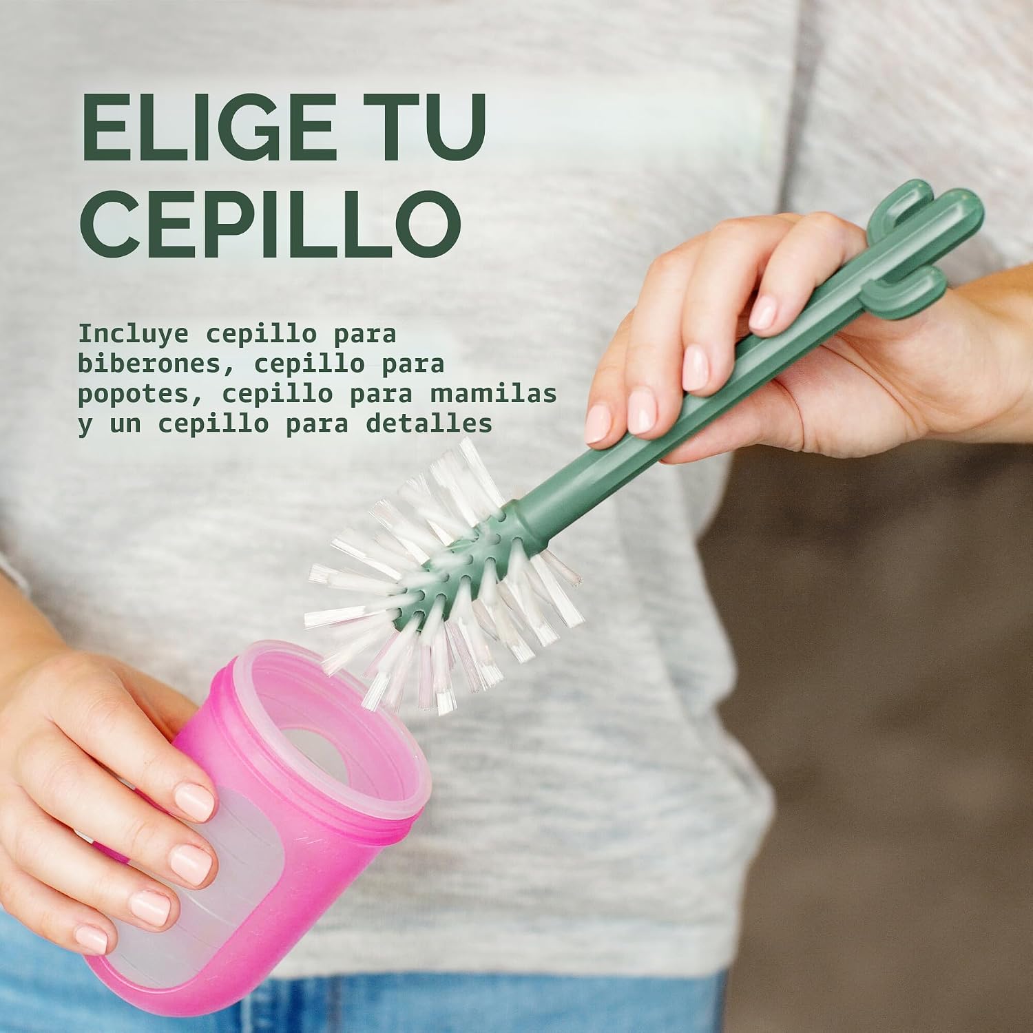 SET DE CEPILLOS LIMPIADORES BOON CACTI 4 PIEZAS COLOR TERRACOTA - 3