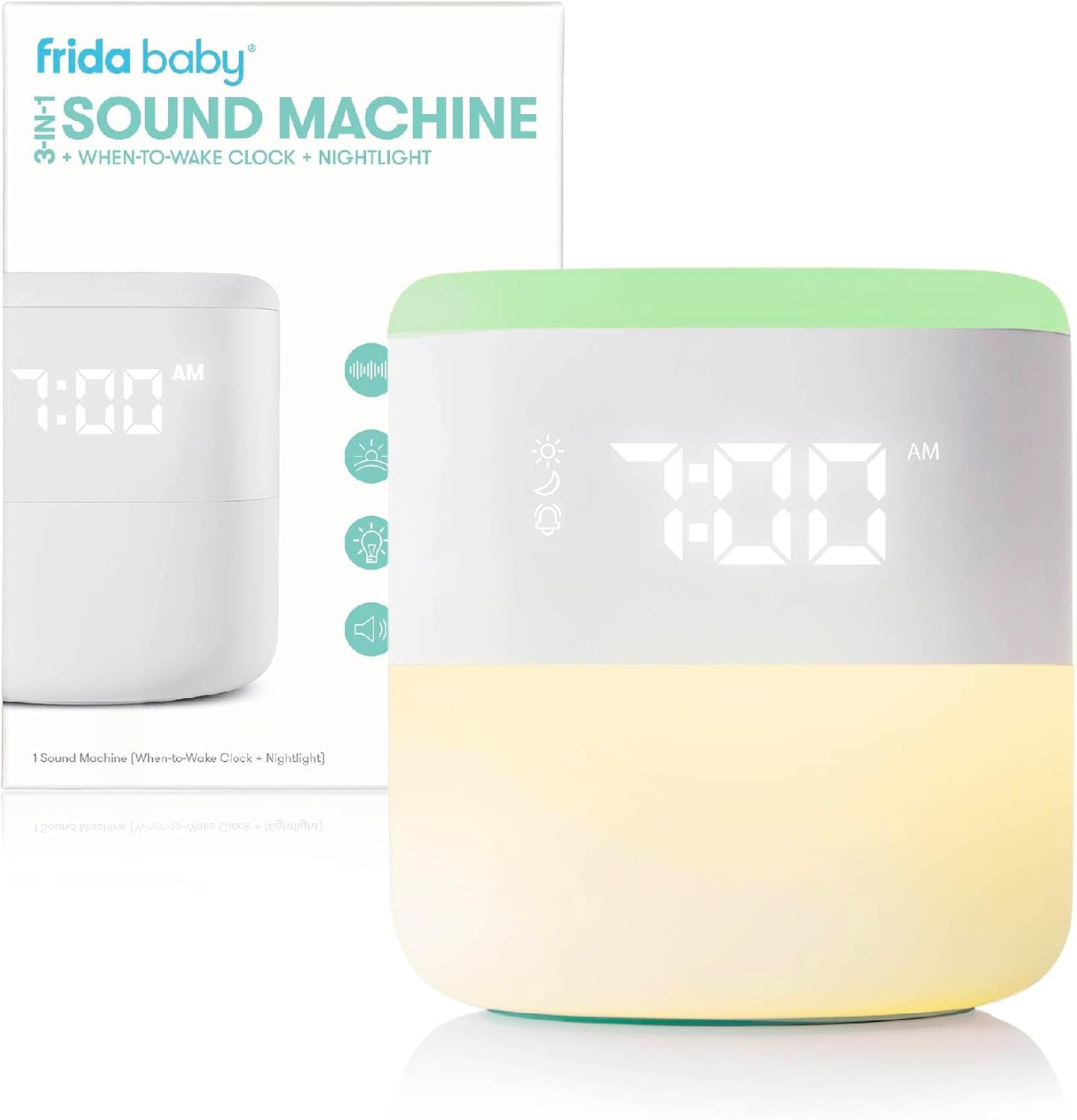 RELOJ DESPERTADOR FRIDA BABY 3 EN 1 CON MÁQUINA DE SONIDOS, LUZ NOCTURNA Y BLUETOOTH - 1