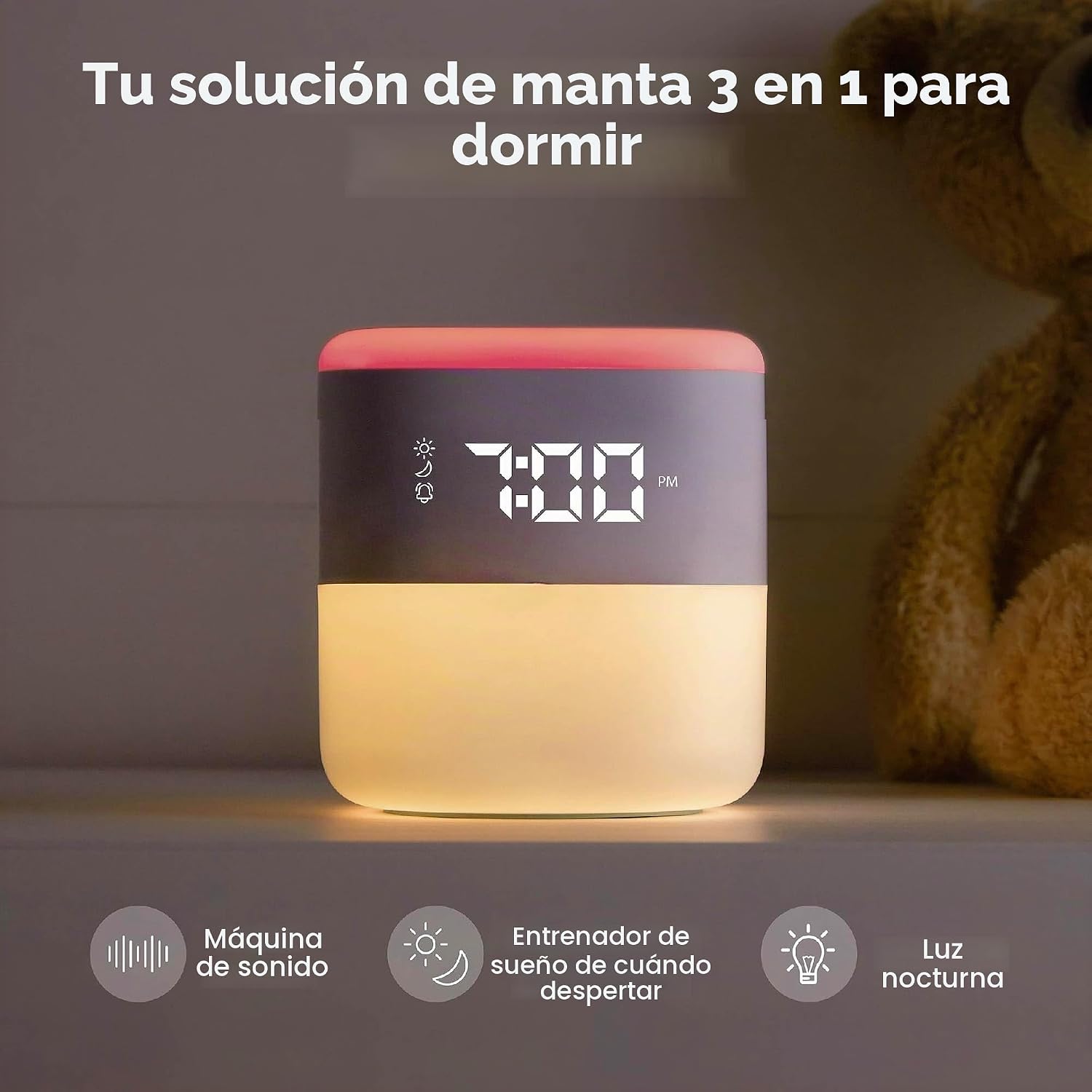 RELOJ DESPERTADOR FRIDA BABY 3 EN 1 CON MÁQUINA DE SONIDOS, LUZ NOCTURNA Y BLUETOOTH - 2