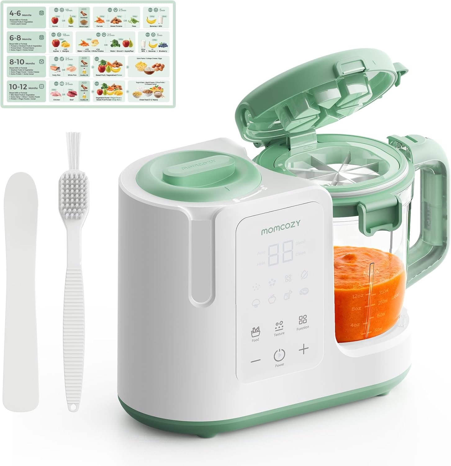 PROCESADOR DE PAPILLA MOMCOZY AUTOMEAL CON VAPOR Y LICUADORA AUTOMÁTICA 15OZ - 1