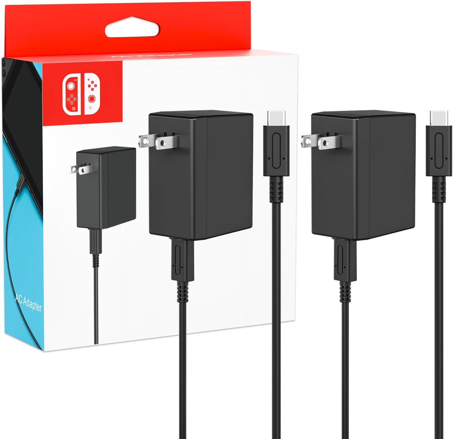CARGADOR 2-PACK PARA NINTENDO SWITCH 45W CON CABLE USB-C DETACHABLE 5FT - 1