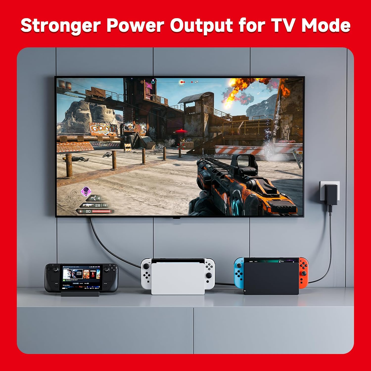 CARGADOR 2-PACK PARA NINTENDO SWITCH 45W CON CABLE USB-C DETACHABLE 5FT - 4