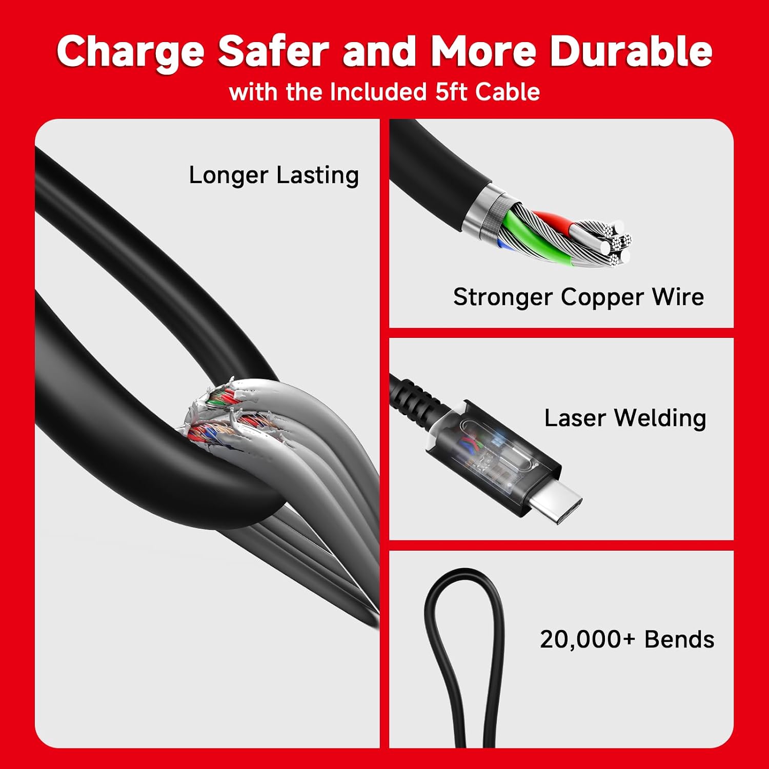 CARGADOR 2-PACK PARA NINTENDO SWITCH 45W CON CABLE USB-C DETACHABLE 5FT - 5