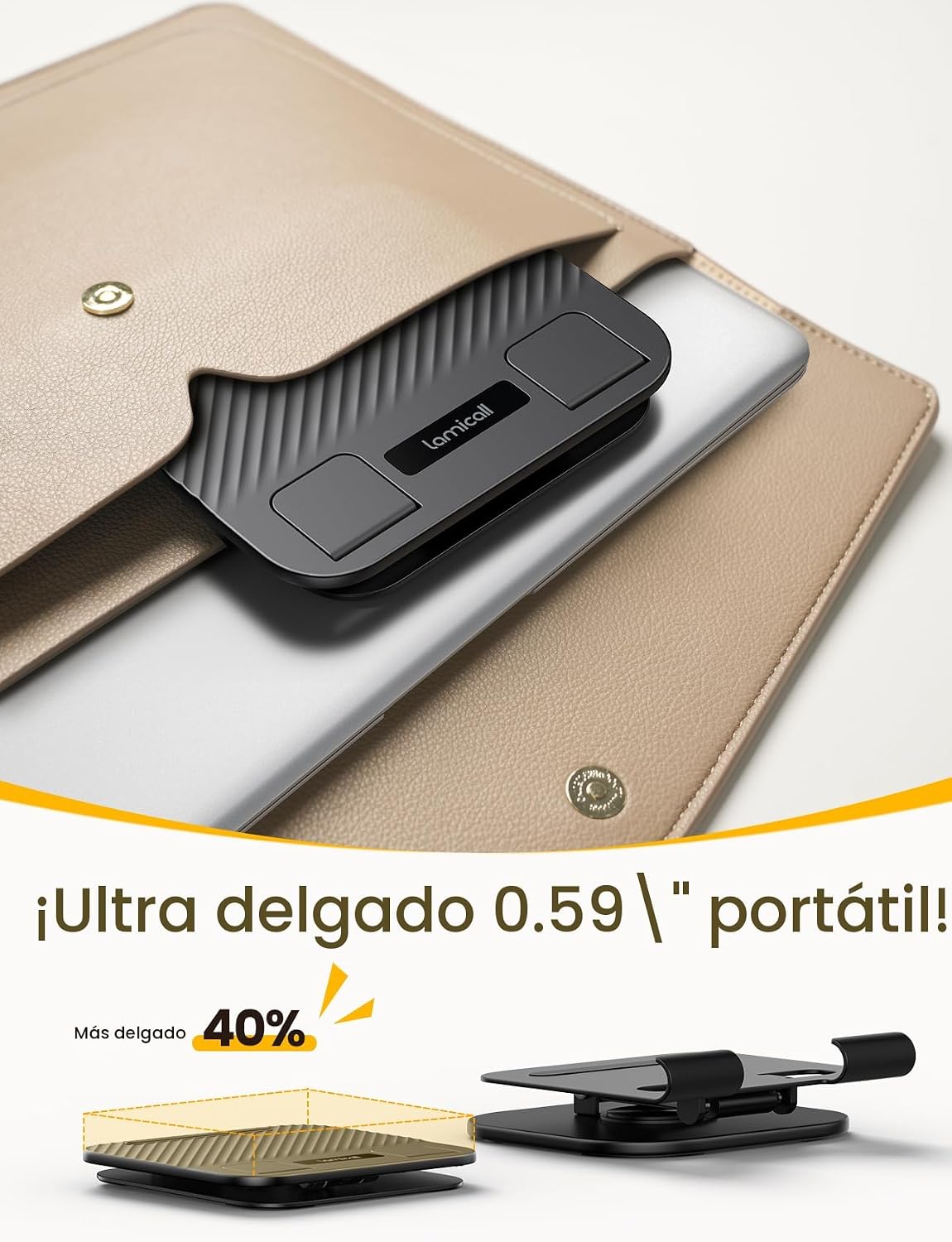 SOPORTE LAMICALL AJUSTABLE PARA IPAD DE ESCRITORIO, PLEGABLE ULTRA DELGADO CON ROTACIÓN 360° - 4