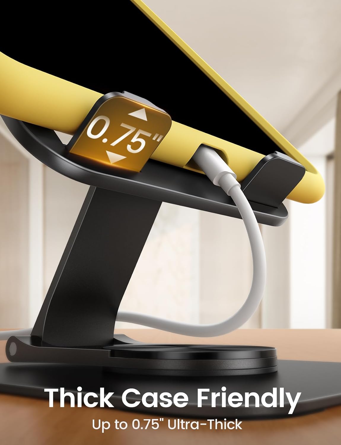 SOPORTE LAMICALL AJUSTABLE PARA IPAD DE ESCRITORIO, PLEGABLE ULTRA DELGADO CON ROTACIÓN 360° - 5