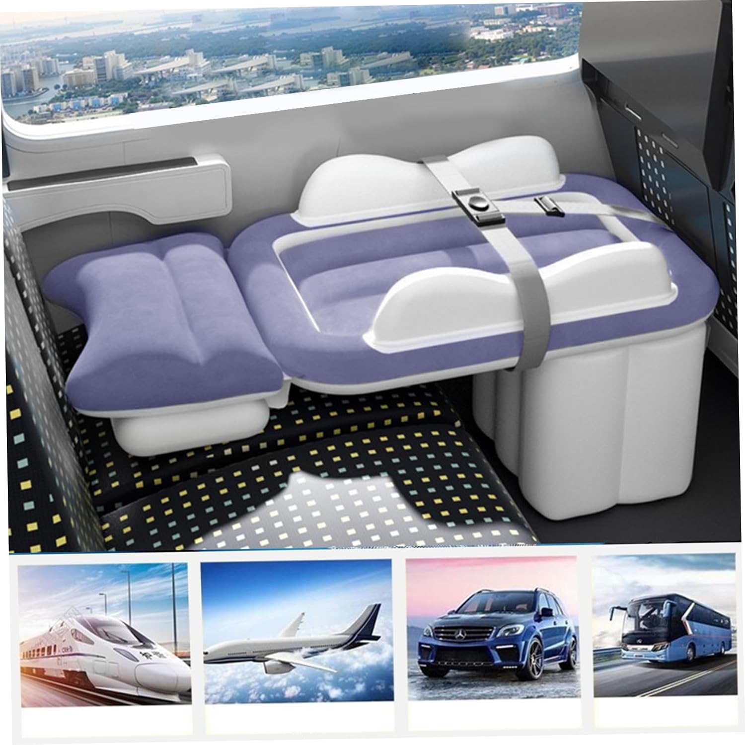 CAMA INFLABLE INFANTIL NYUTCWE DISEÑO AVIÓN CON BOMBA Y KIT DE REPARACIÓN - 5