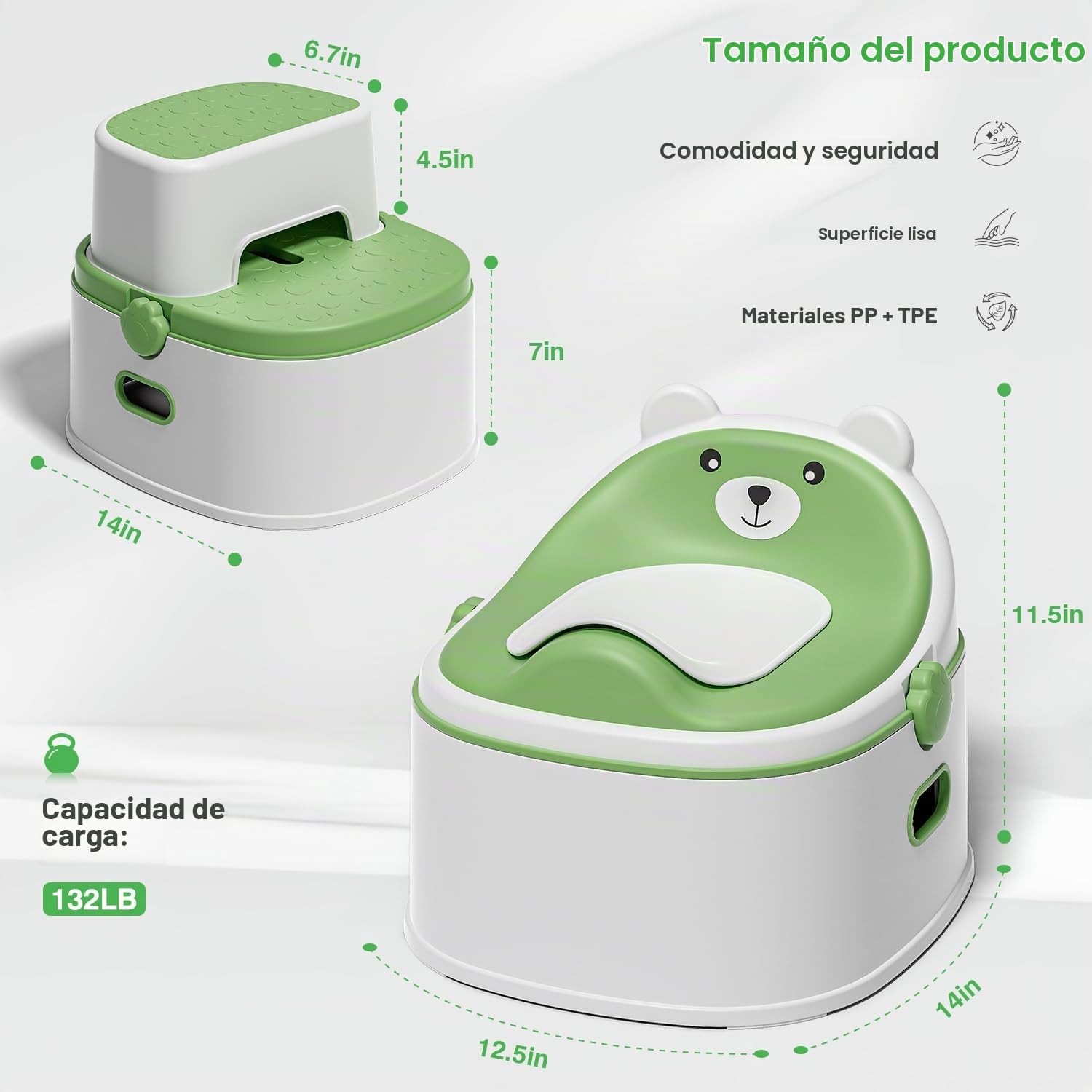 BACINICA PARA ENTRENAMIENTO MOREFEEL 3 EN 1 VERDE - 4