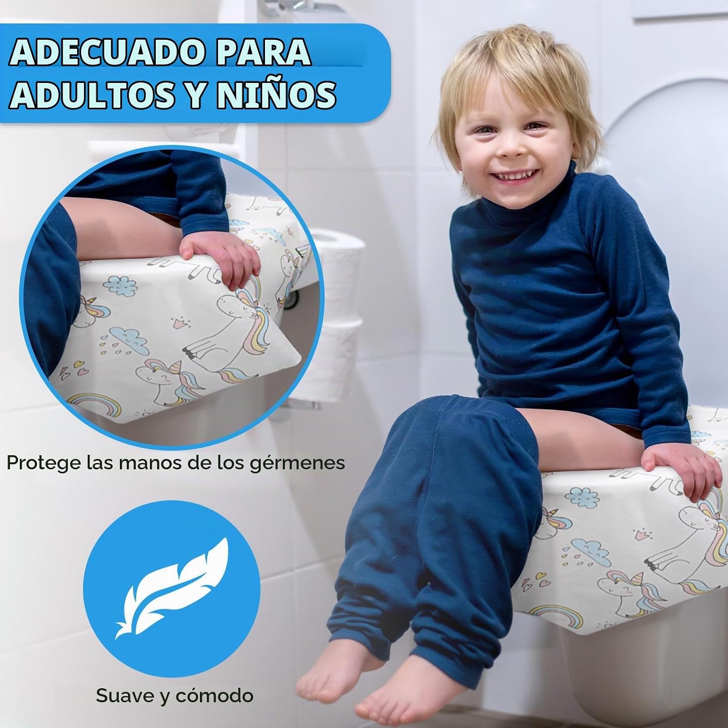 CUBRE INODORO DESECHABLE CRTIIN 100 PIEZAS TAMAÑO EXTRA GRANDE DISEÑO UNICORNIO - 5