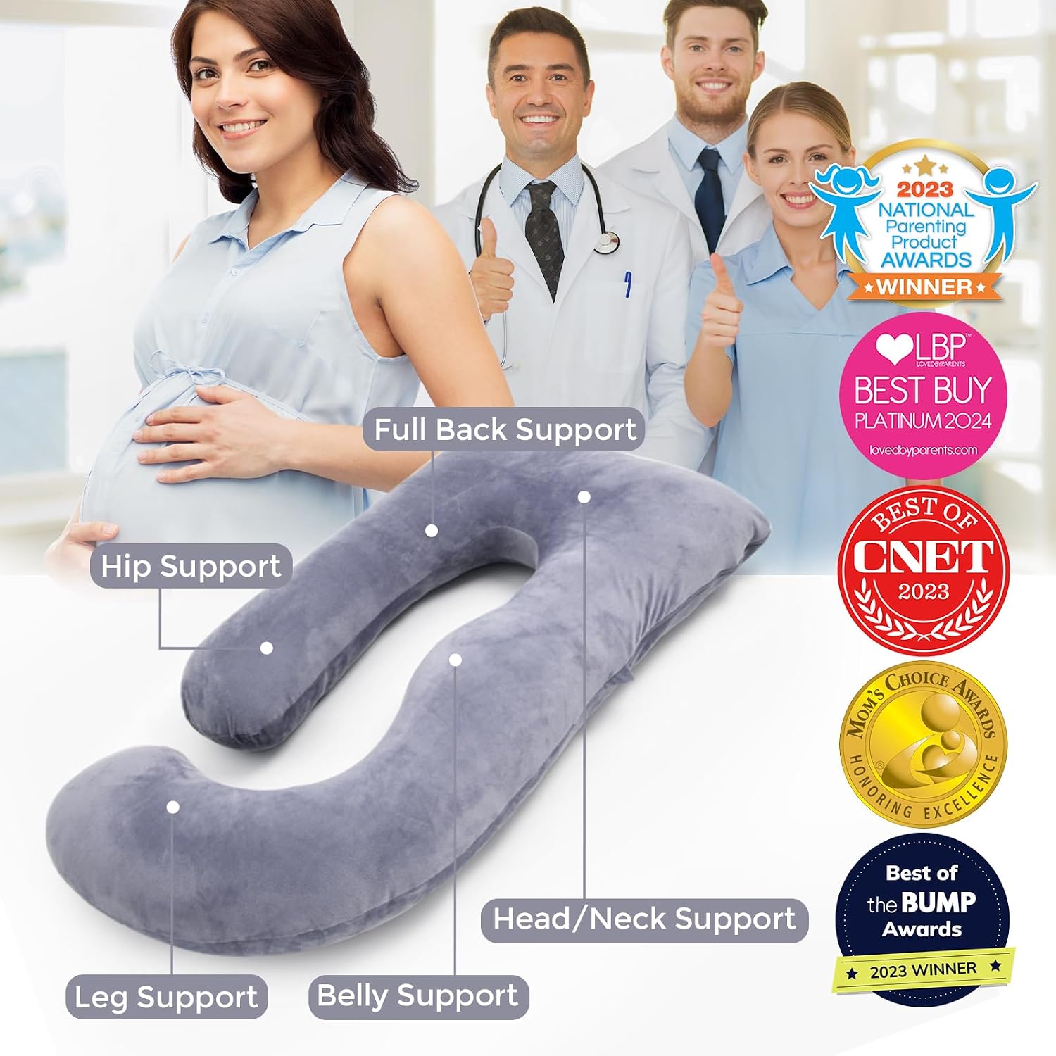 COJÍN PARA EMBARAZADAS MOMCOZY FORMA U CUERPO COMPLETO - 2