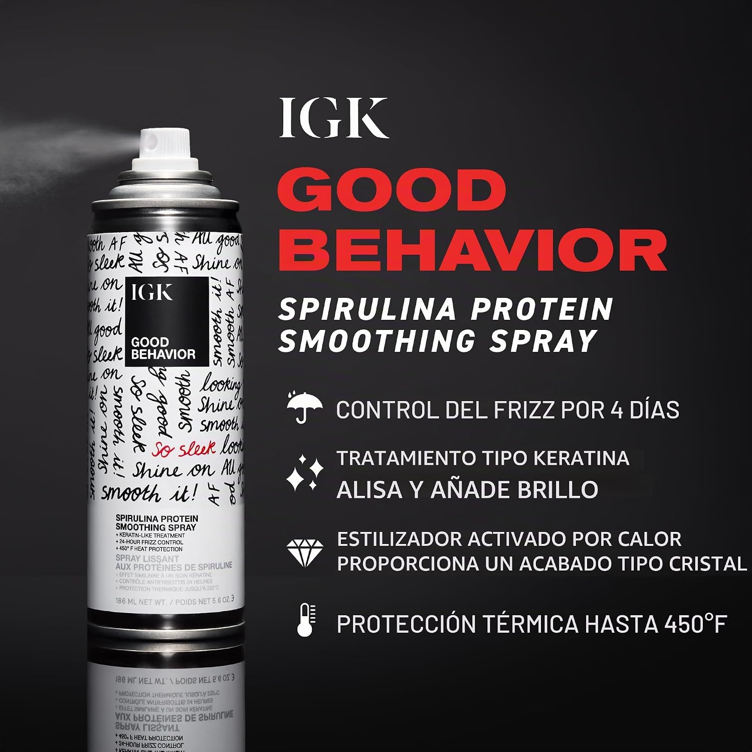 SPRAY PROTECTOR TÉRMICO IGK GOOD BEHAVIOR SPIRULINA PROTEIN SMOOTHING 5.6 OZ - 2