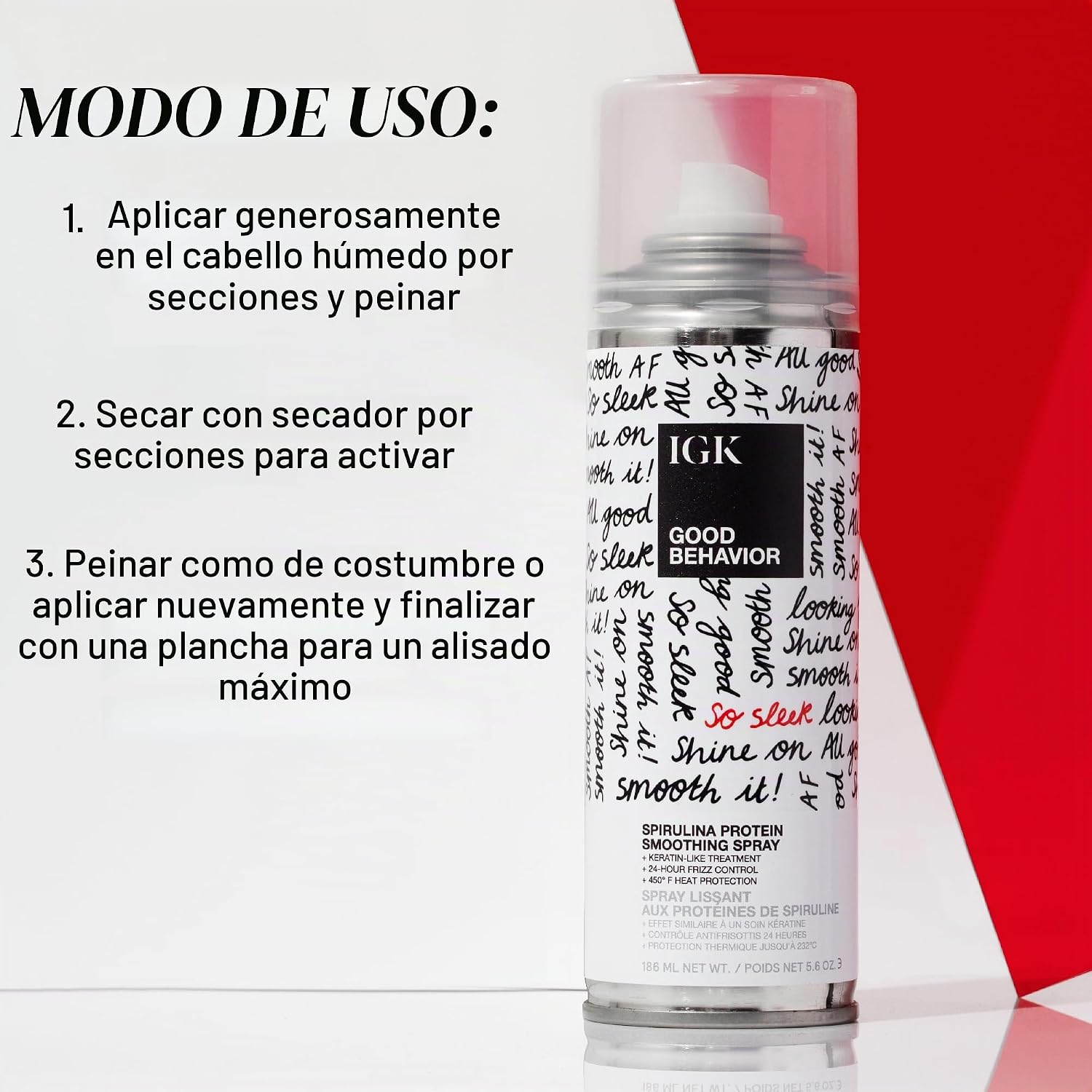 SPRAY PROTECTOR TÉRMICO IGK GOOD BEHAVIOR SPIRULINA PROTEIN SMOOTHING 5.6 OZ - 5