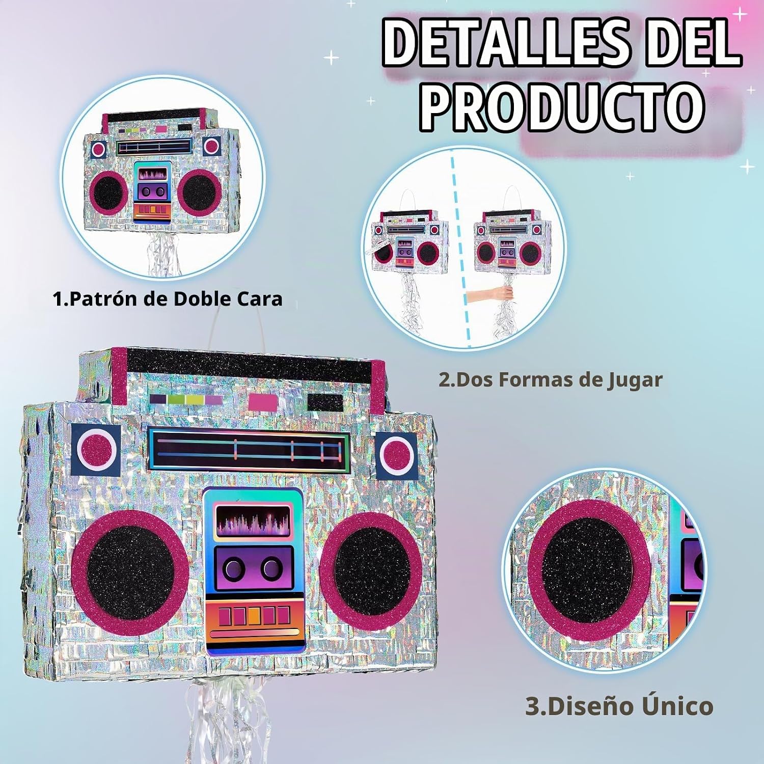 PIÑATA REPRODUCTOR DE MÚSICA WERNNSAI TEMA RETRO 80S Y 90S - 4