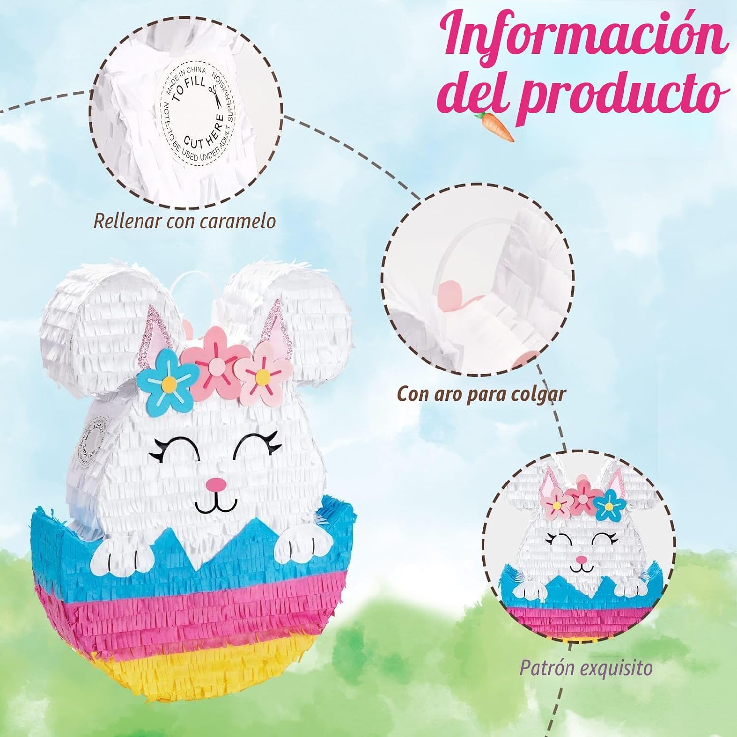 PIÑATA CONEJO DE PASCUA WERNNSAI 42X31.6 CM - 2