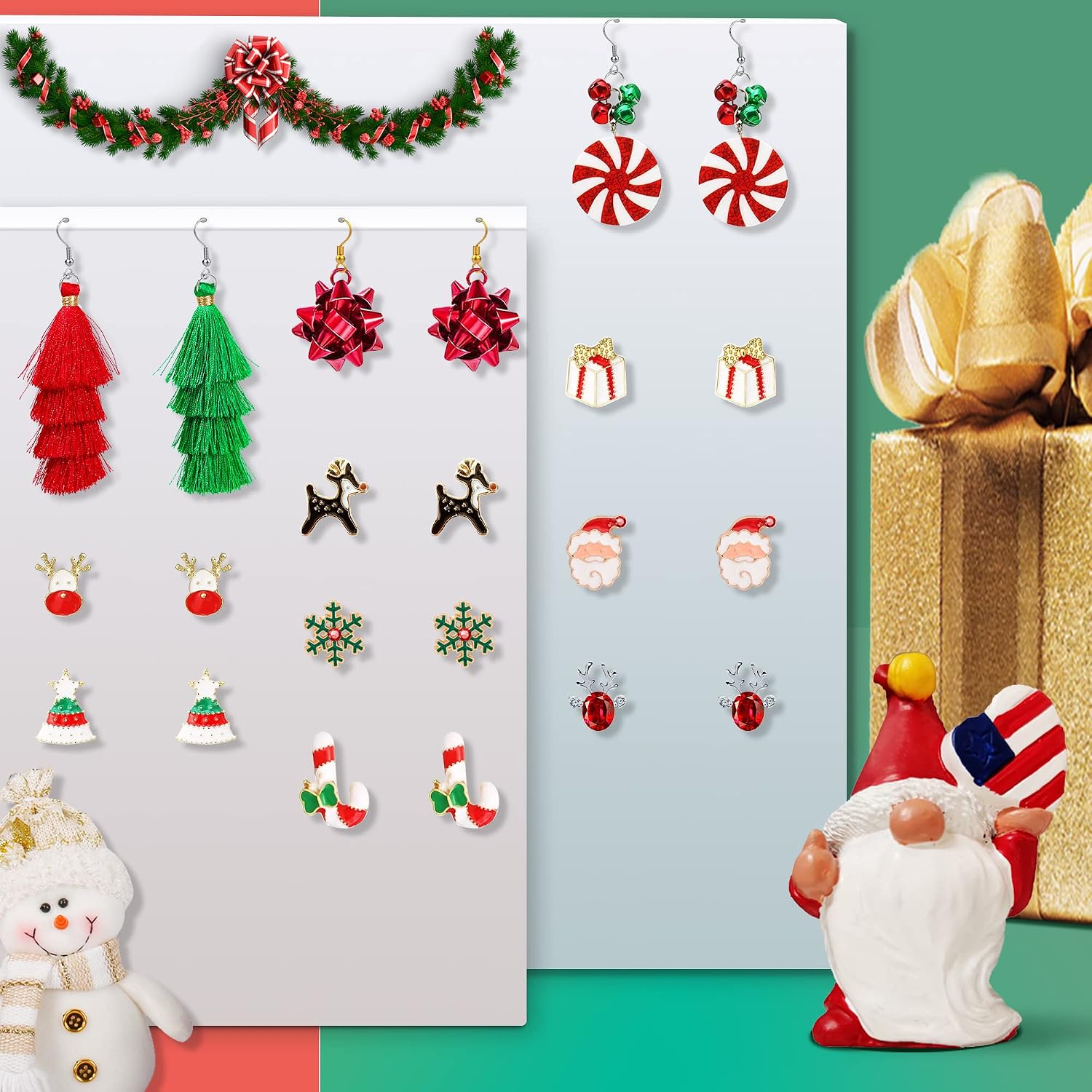 ARETES NAVIDEÑOS PARA MUJER SET 23 PARES MULTICOLOR - 3