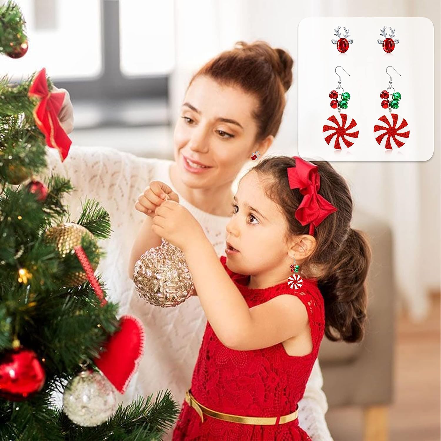 ARETES NAVIDEÑOS PARA MUJER SET 23 PARES MULTICOLOR - 5