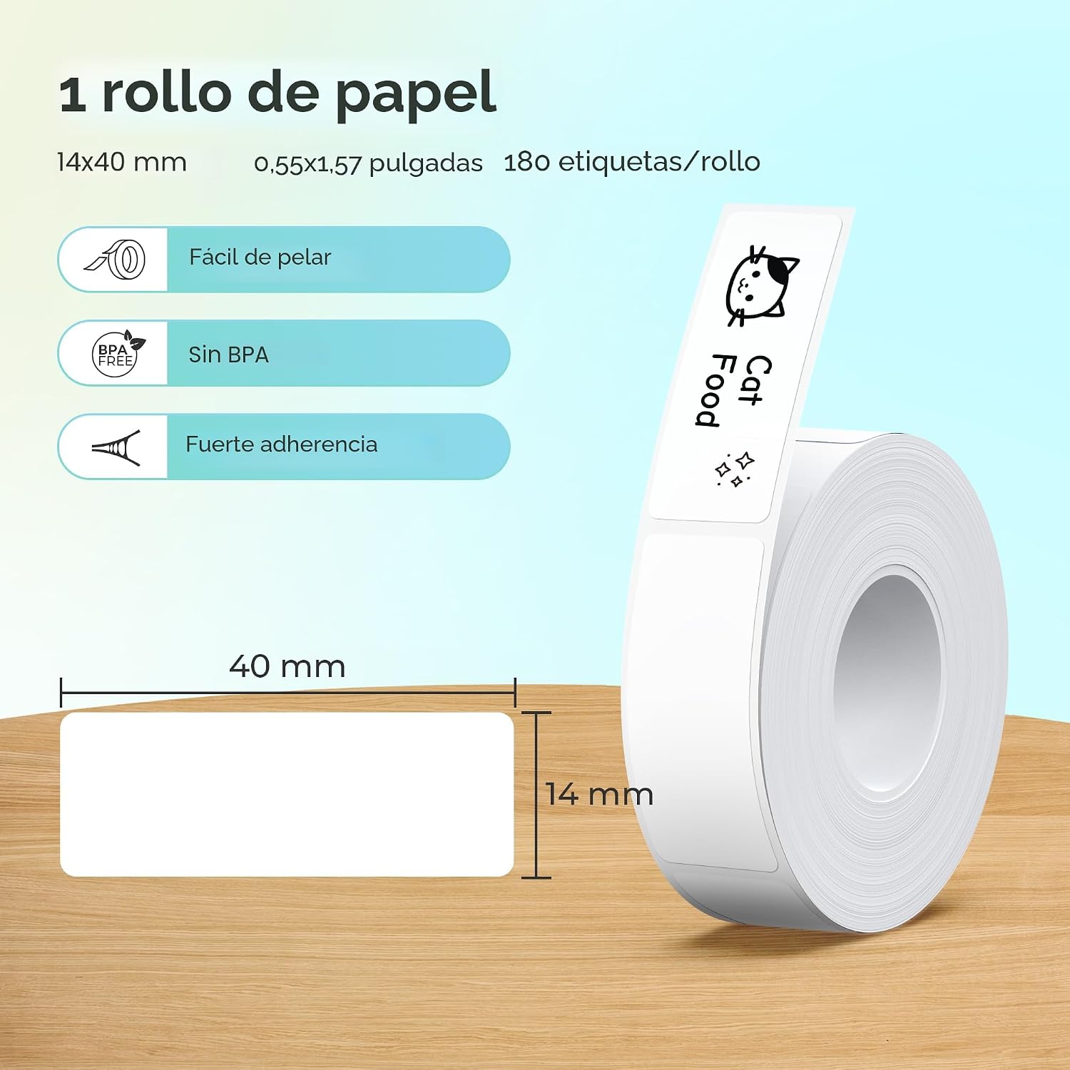 CINTA ADHESIVA NELKO P21 LABEL MAKER TAPE 14X40MM BLANCO - 2