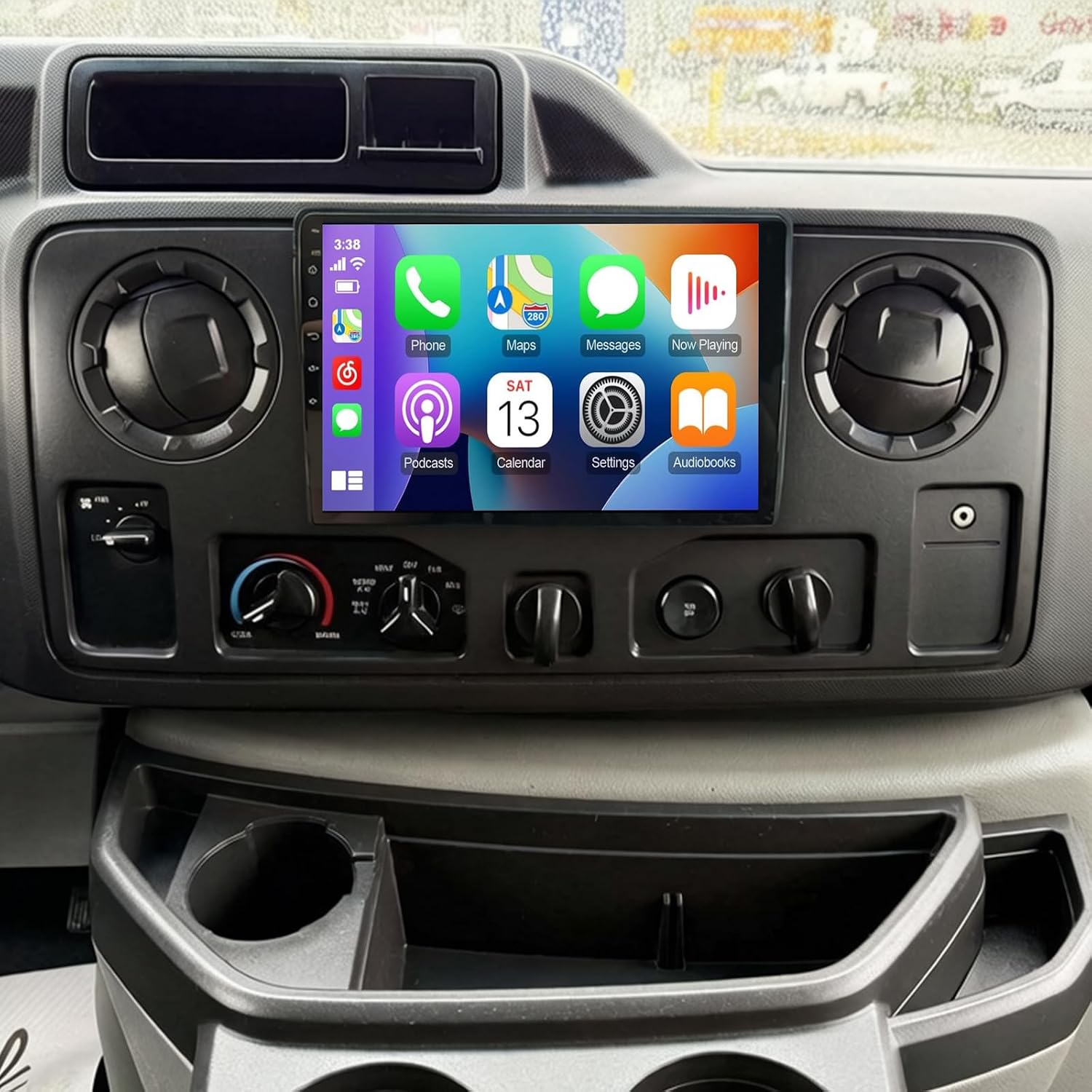 RECEPTOR DE AUTO PHEZEN 10 PULGADAS TOUCHSCREEN ANDROID 13 PARA FORD E250 E350 2009-2014 CON CARPLAY Y ANDROID AUTO - 1