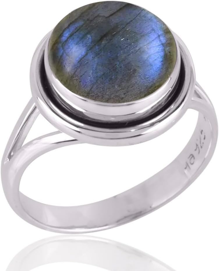 ANILLO DE PLATA ESTERLINA 925 CON LABRADORITA TALLA 12 - 1