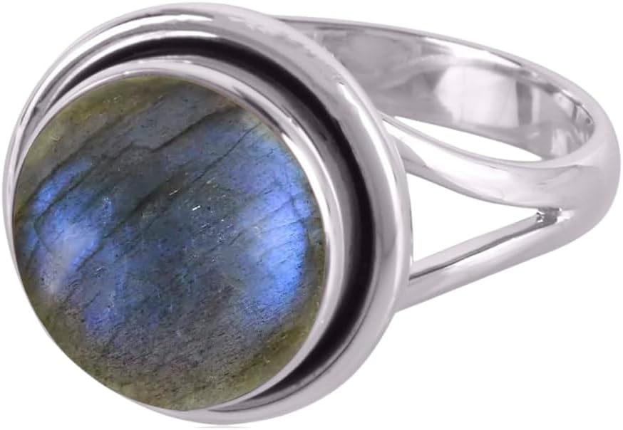 ANILLO DE PLATA ESTERLINA 925 CON LABRADORITA TALLA 12 - 2