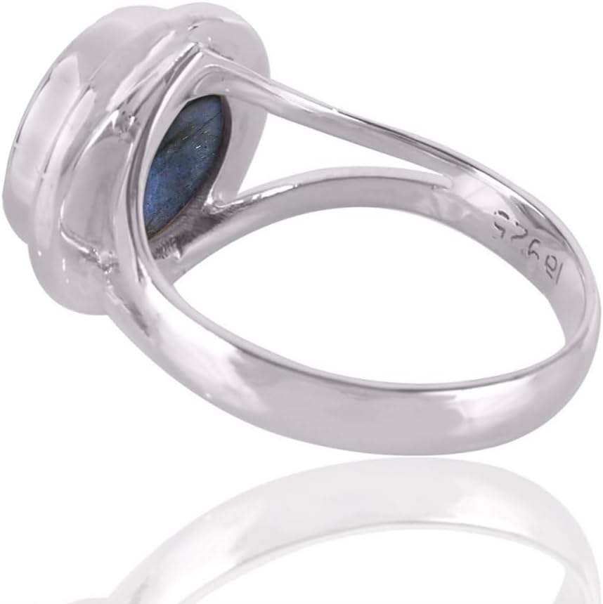 ANILLO DE PLATA ESTERLINA 925 CON LABRADORITA TALLA 12 - 3