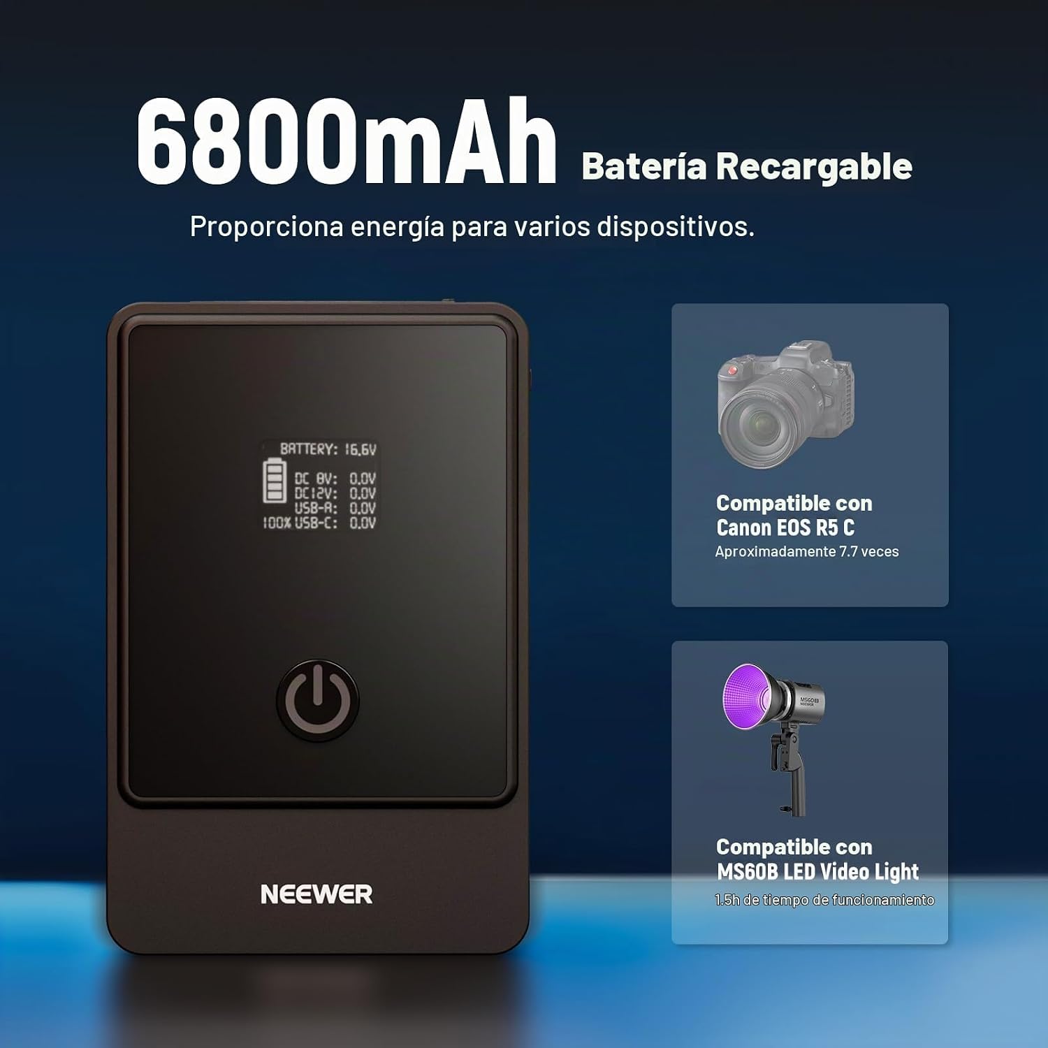 BATERÍA V MOUNT NEEWER MINI 6800MAH 99WH CON CARGA PD 65W - 5