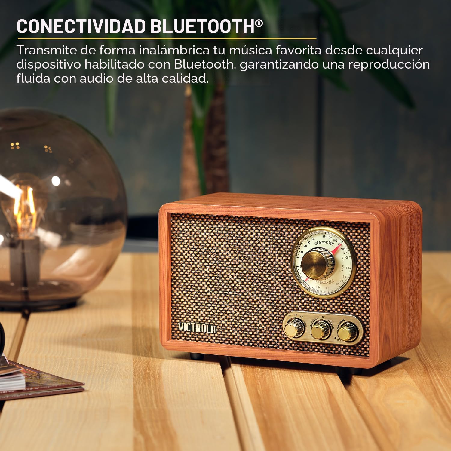 RADIO VICTROLA WILLOW RETRO BLUETOOTH AM/FM MADERA NATURAL - 3